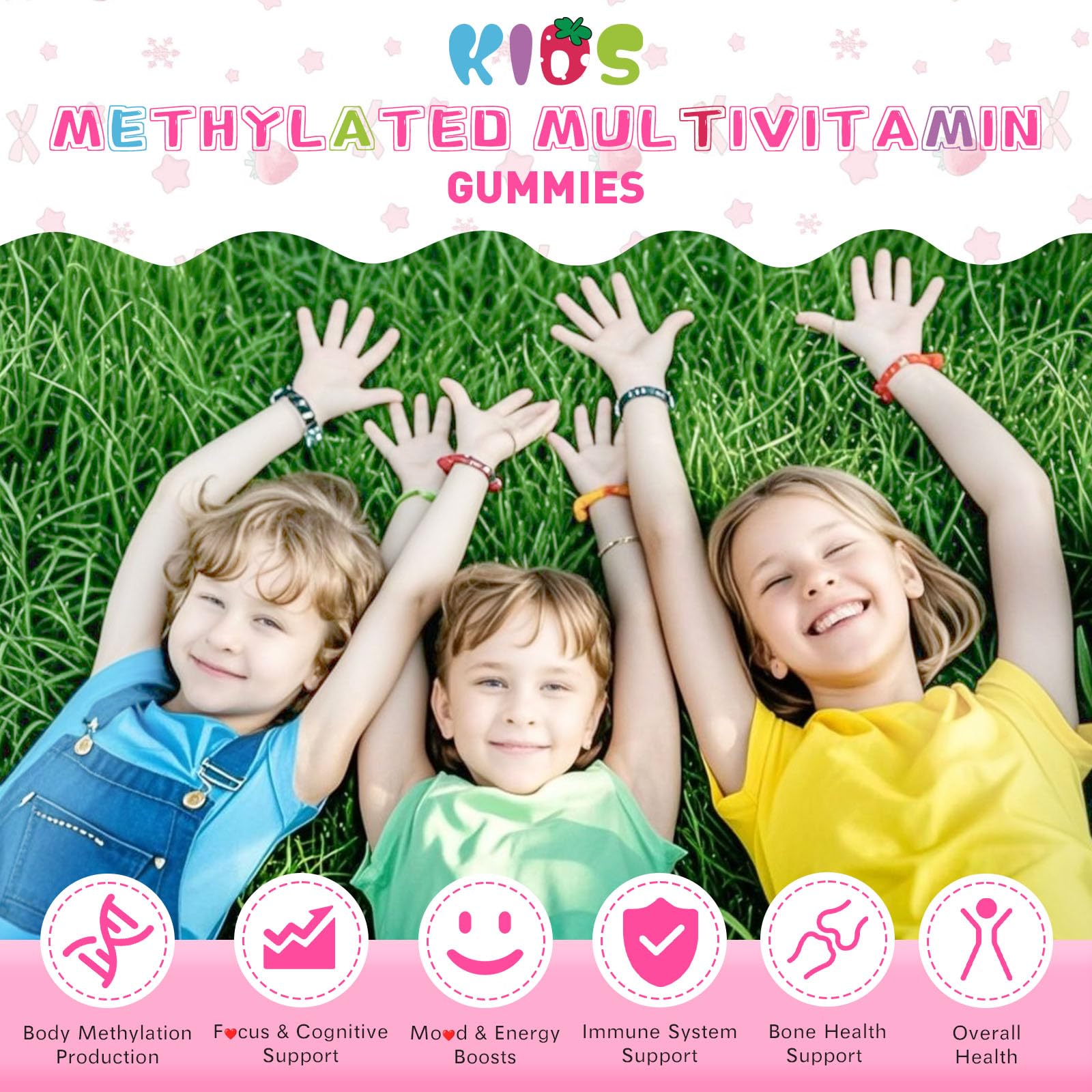 Bonbons gélifiés Élysx Kids avec magnésium glycinate, favorisent le soutien musculaire et le bien-être général.
