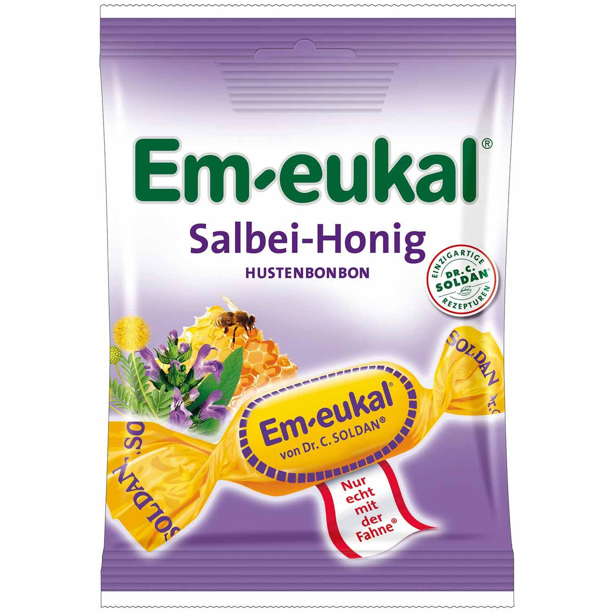 Em-Eukal bonbons sauge miel, emballage visible et douceur aromatique.