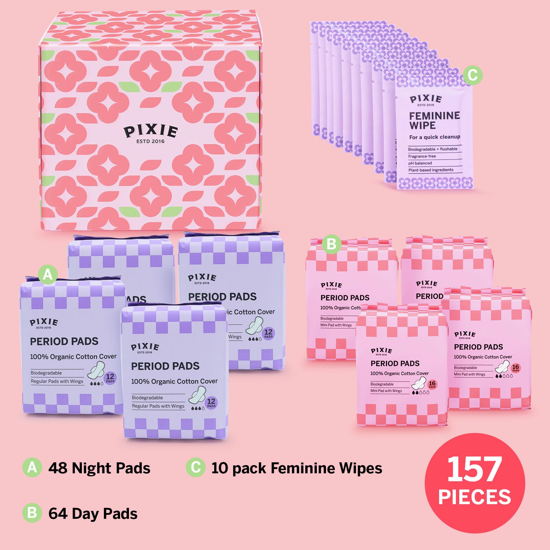 Emballage du kit Pixie Cup, rangement pratique pour le sac.