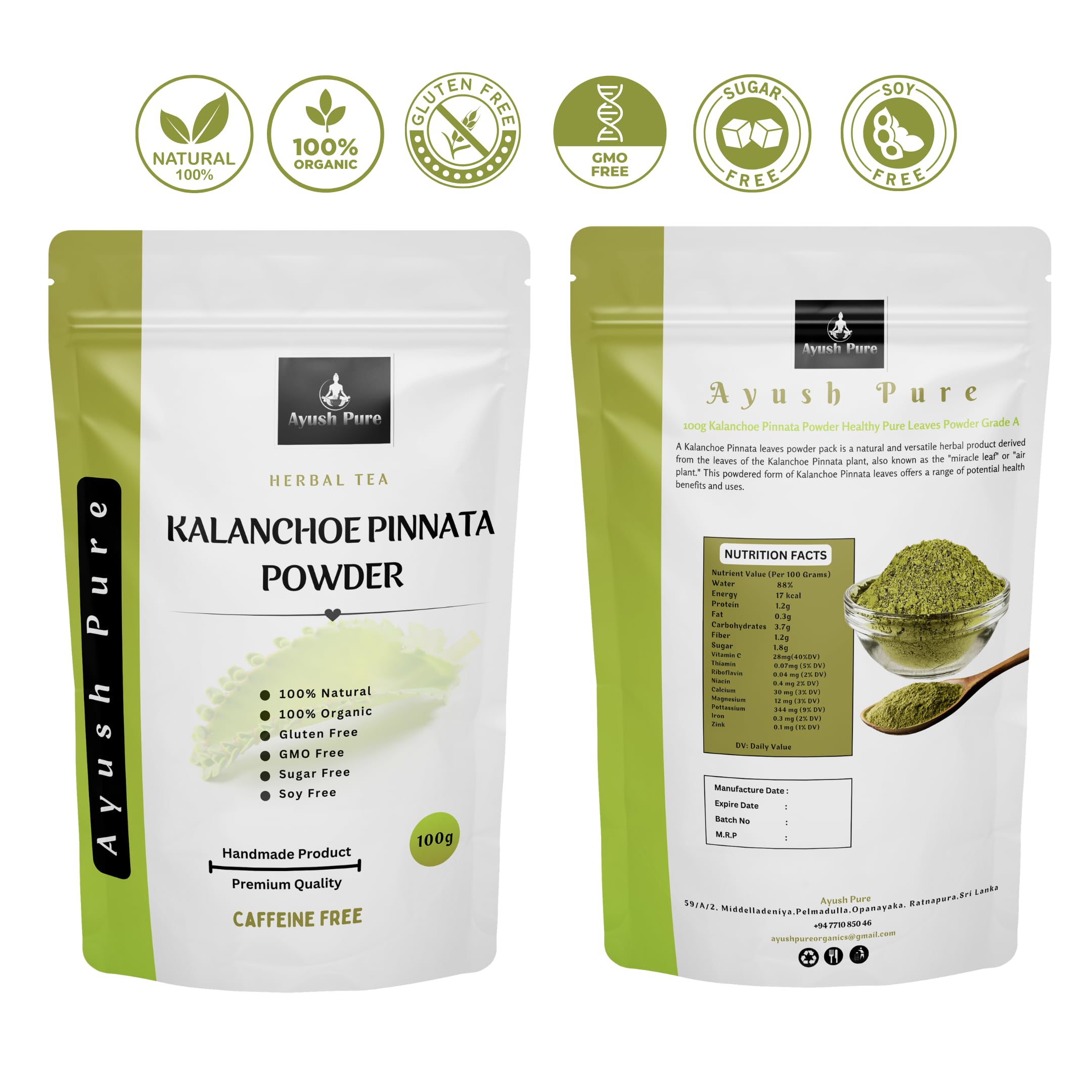 Emballage Poudre Kalanchoe pinnata – pratique et durable pour une utilisation quotidienne.