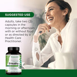 EMERALD LABS B-Healthy – symbole végan, produit sans OGM et gluten.
