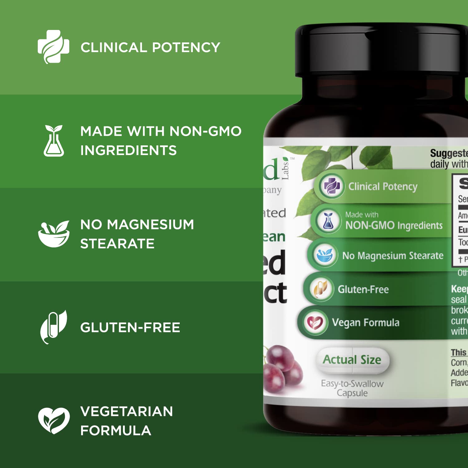 Boîte Emerald Labs affichant le nombre de capsules et la période d’utilisation