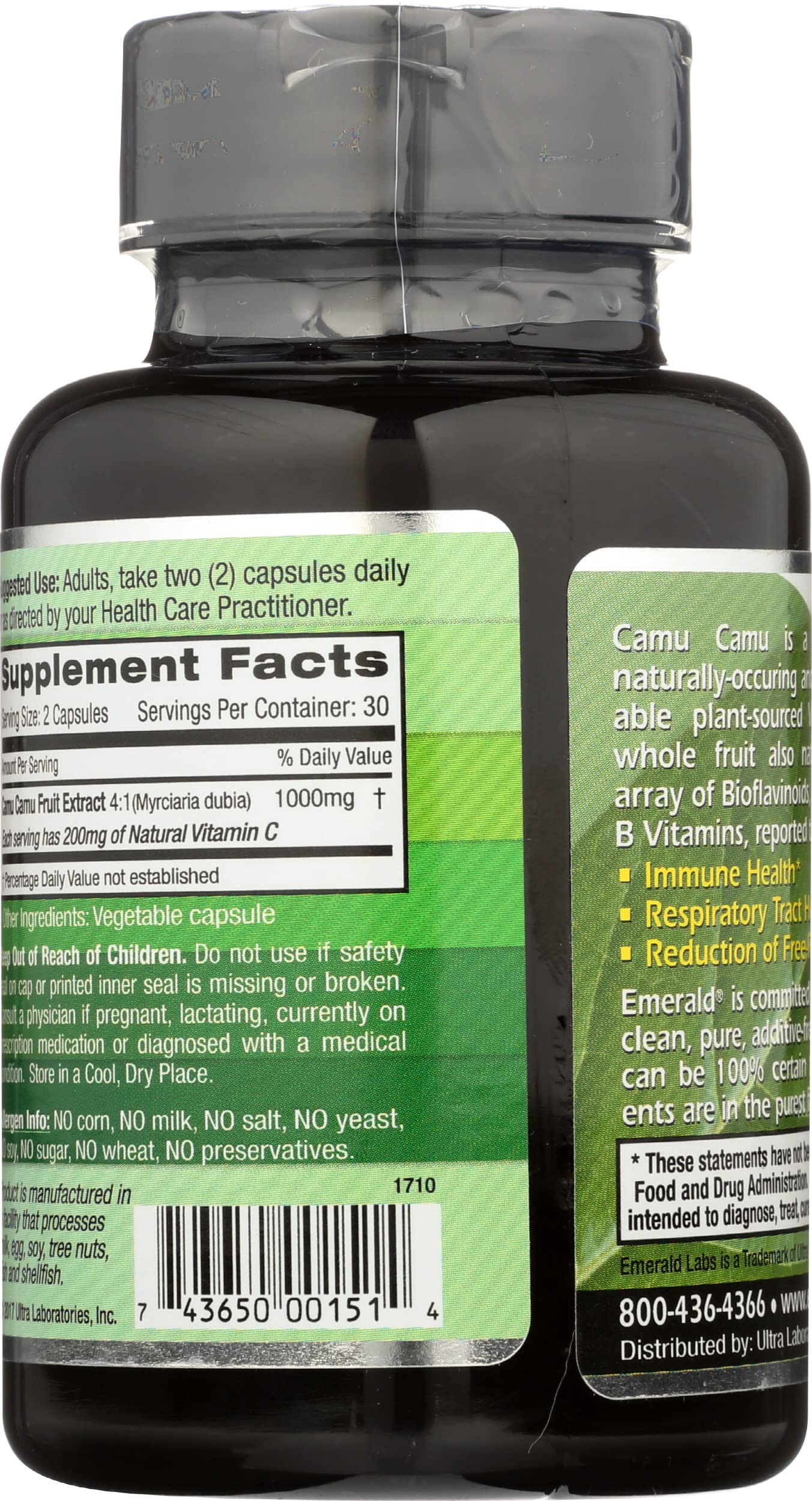 Emerald Labs Camu Camu – capsules végétales empilées source naturelle de vitamine C