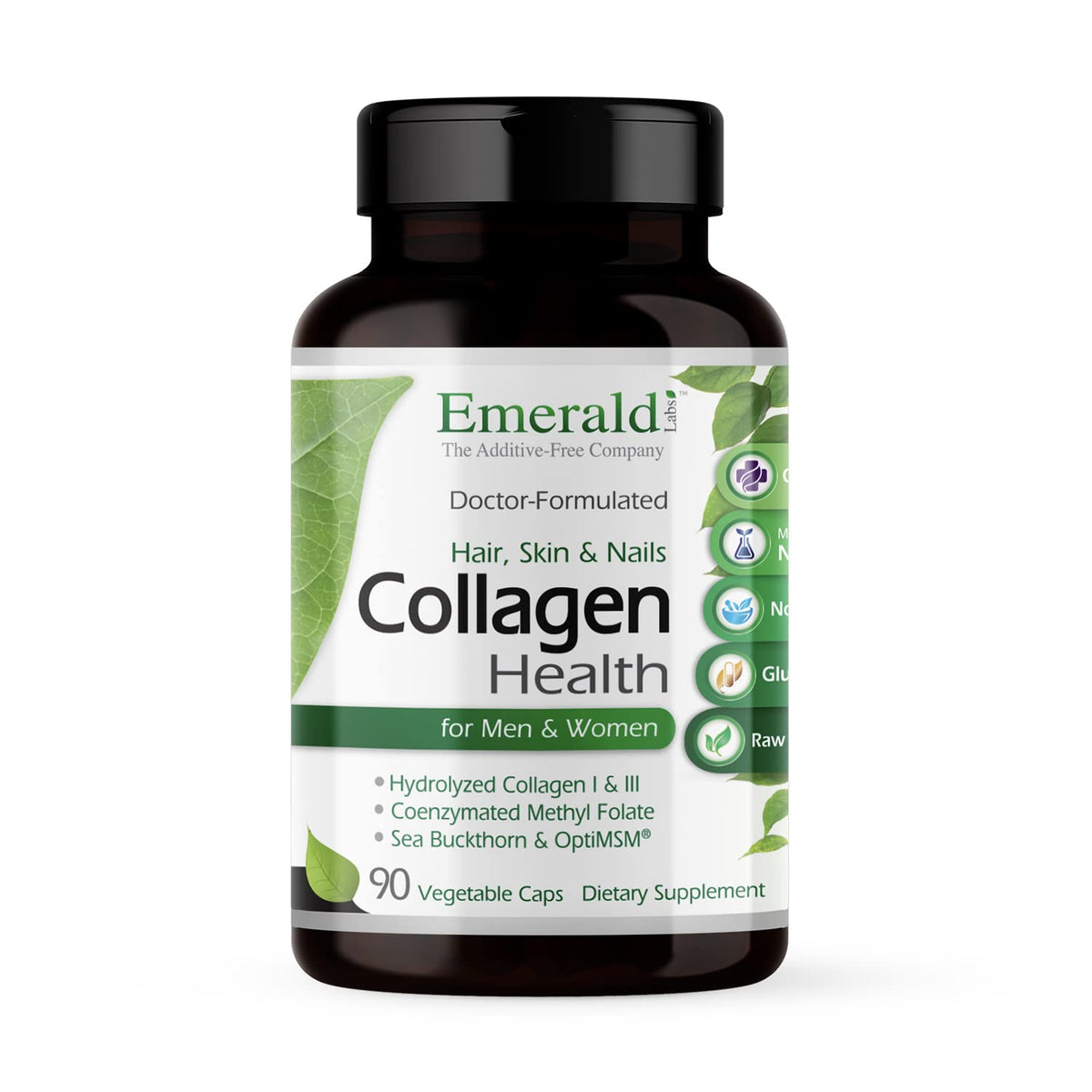 Emerald Labs Collagen Health—bouteille, soutien potentiel pour cheveux et peau