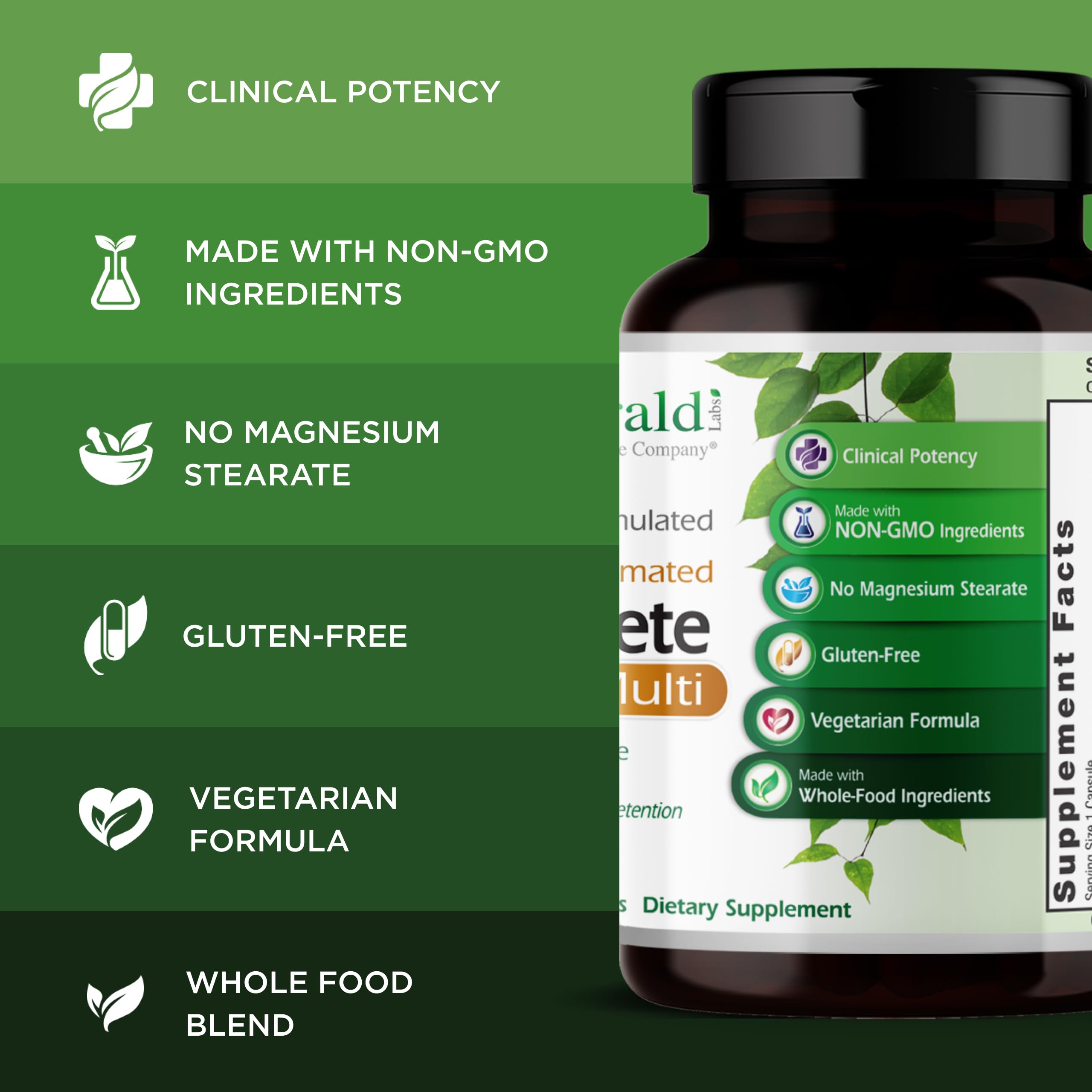 Emballage Emerald Labs sans additifs, pensé pour la sécurité et la praticité.