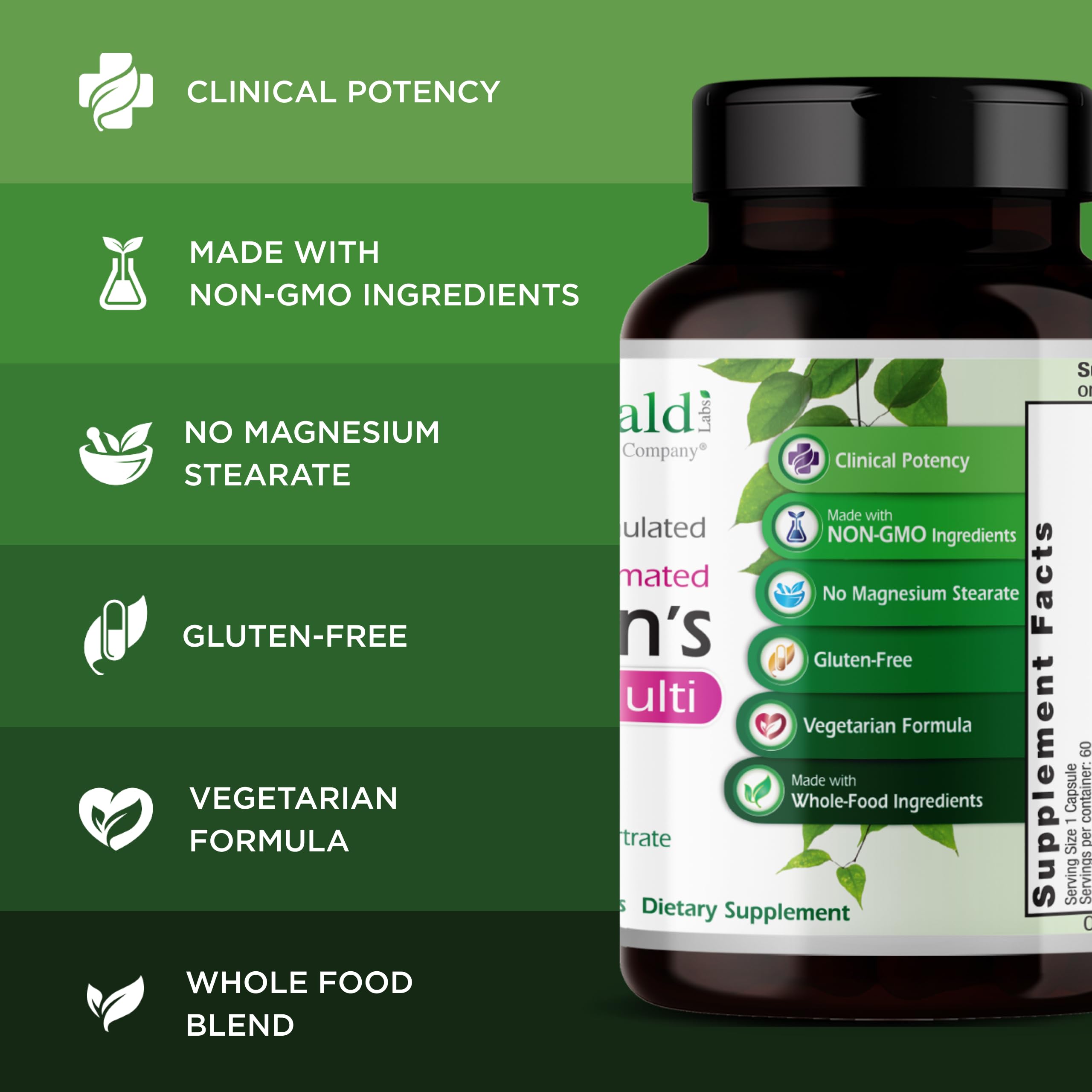 EMERALD LABS : comprimés multivitamine féminins, dose quotidienne simple.