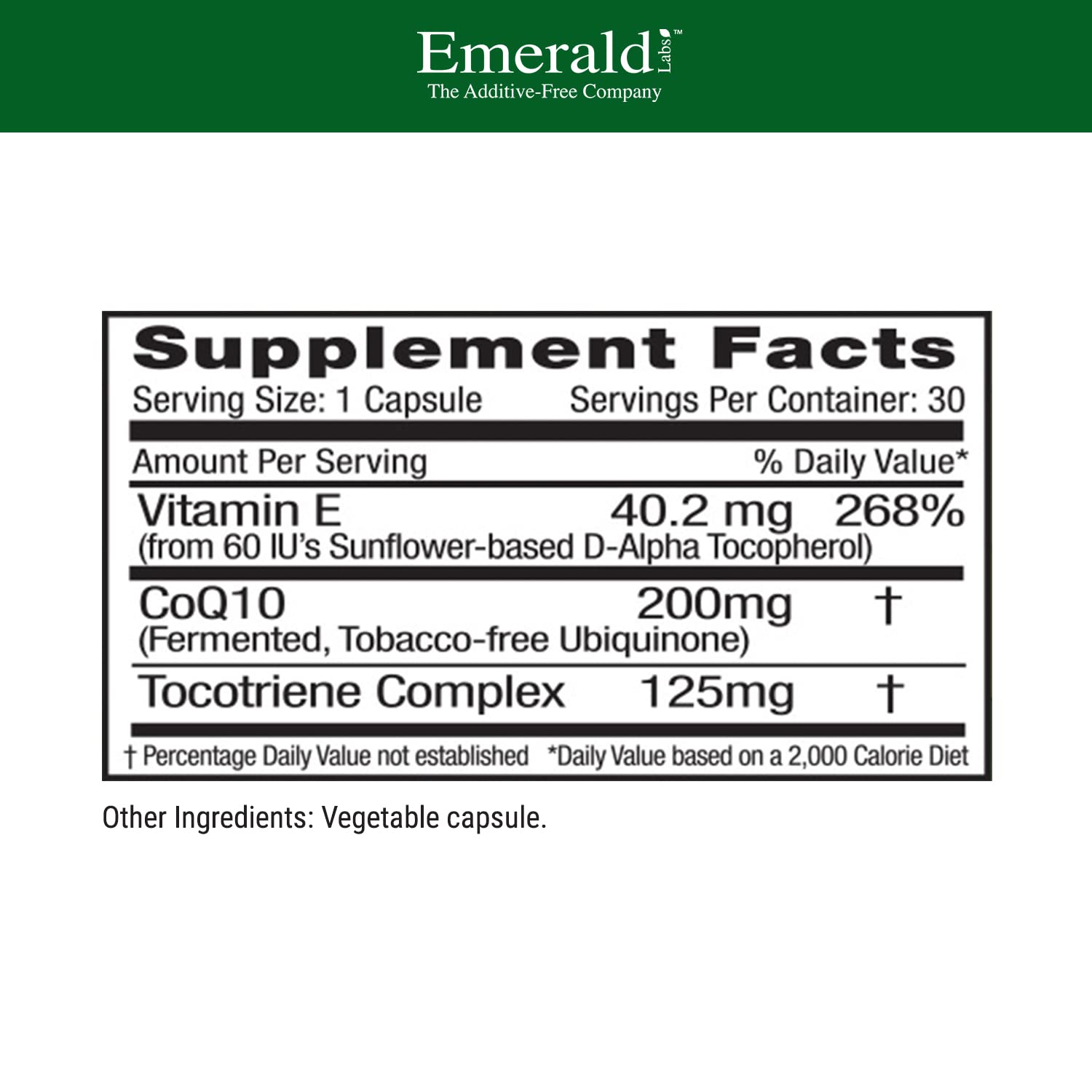 Capsules CoQ10 d'ÉMERALD LABS, faciles à avaler pour soutenir l'énergie quotidienne.