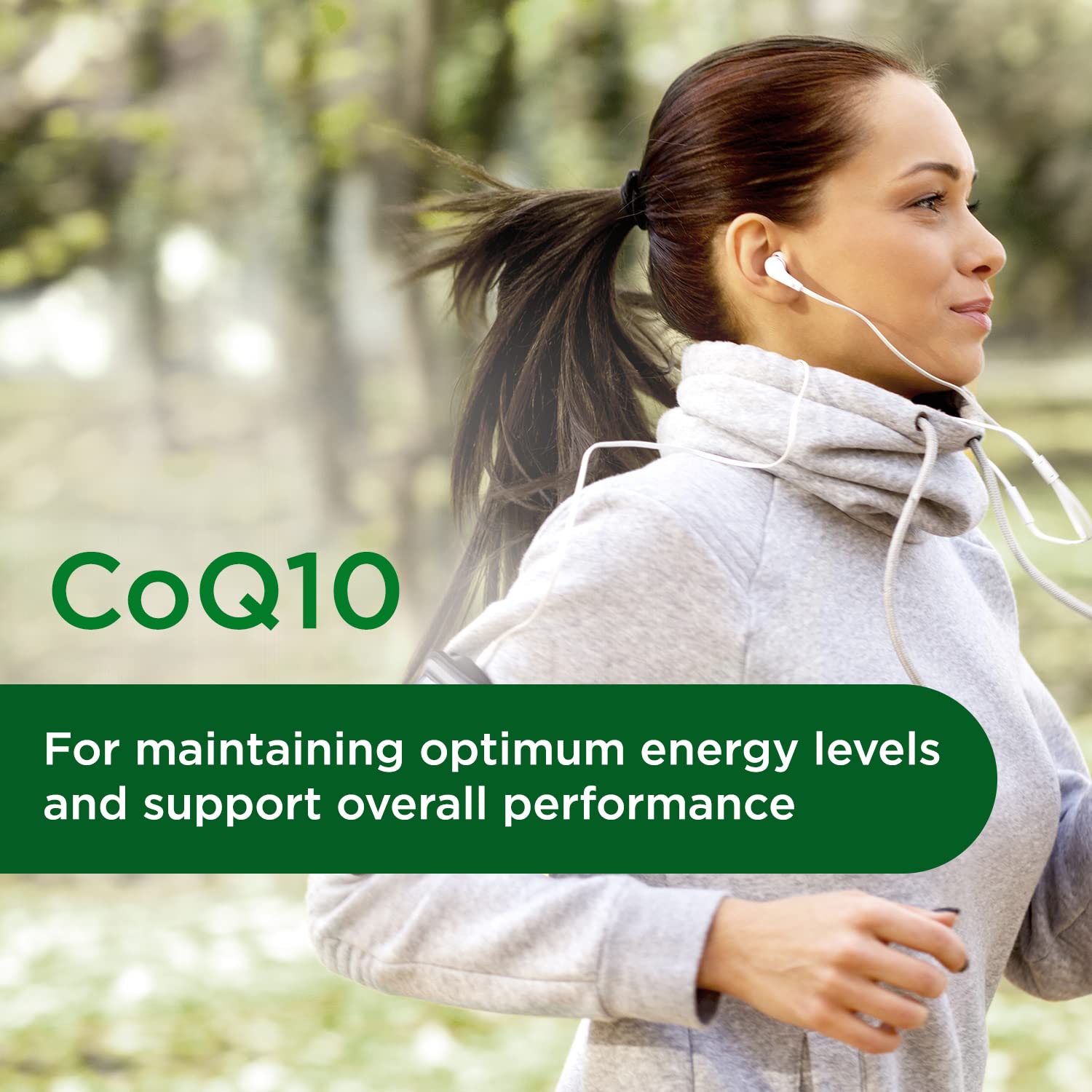 Étiquette CoQ10 d'ÉMERALD LABS: dosage et origine de la vitamine E renseignés.