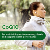 Étiquette CoQ10 d'ÉMERALD LABS: dosage et origine de la vitamine E renseignés.