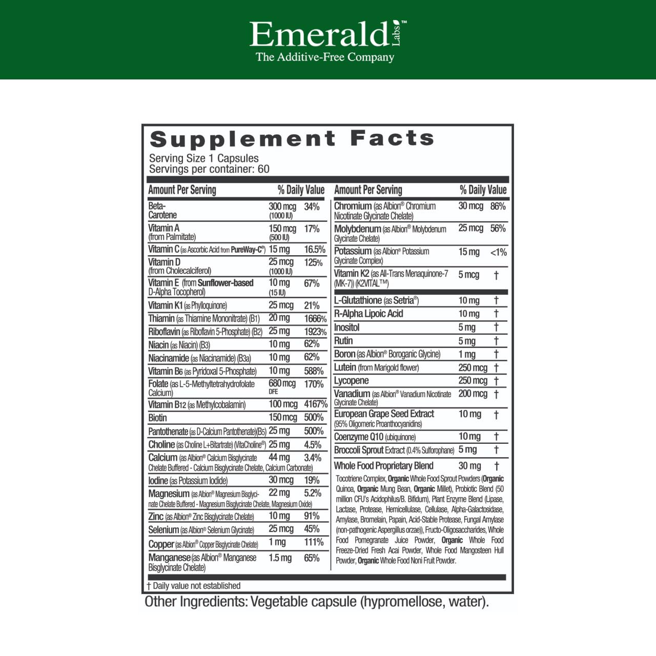 EMERALD LABS Femme 45+ Multivitamine, capsules végétales pour la santé globale