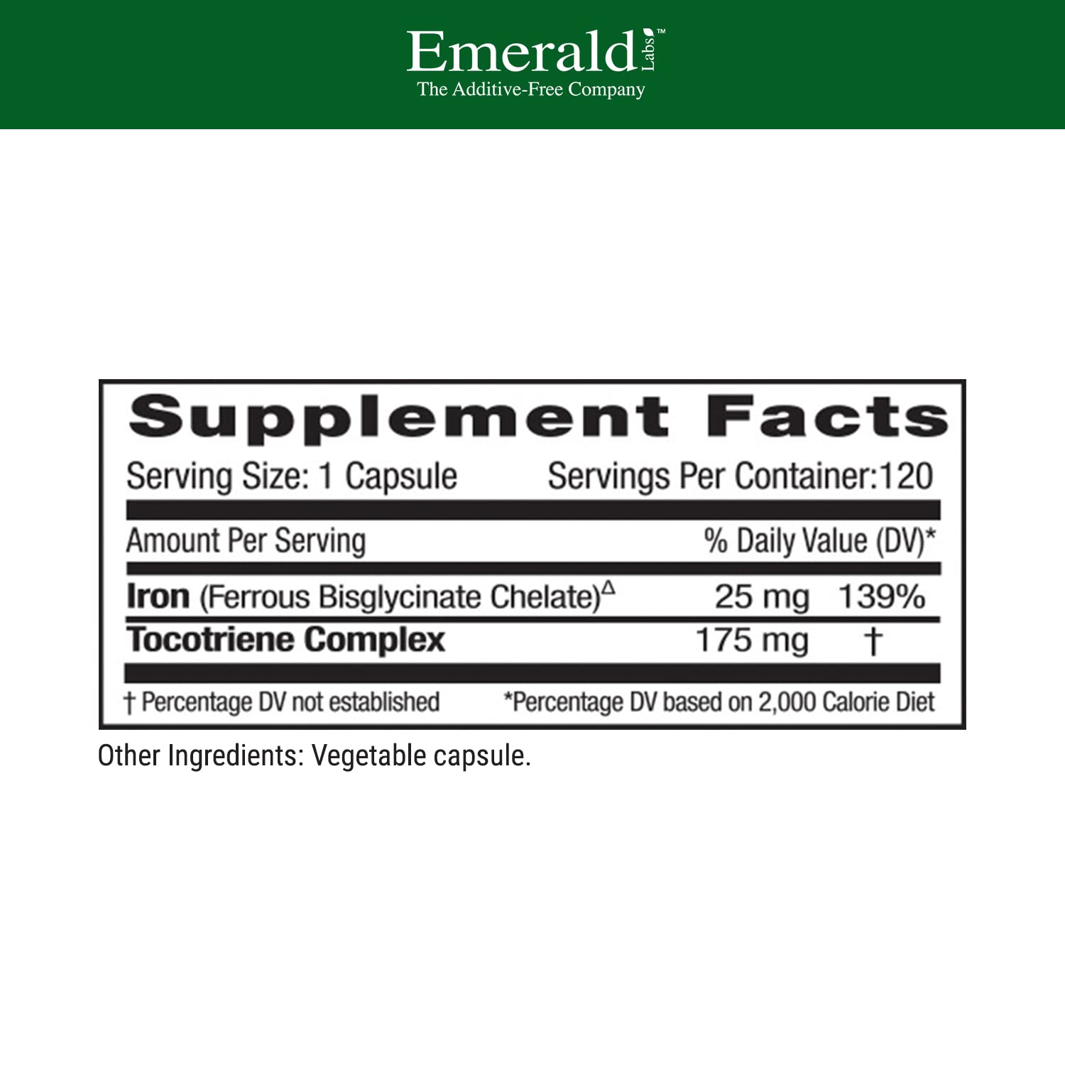 Emerald Labs Gentle Iron, gélules végétales, option végan pour une meilleure assimilation.