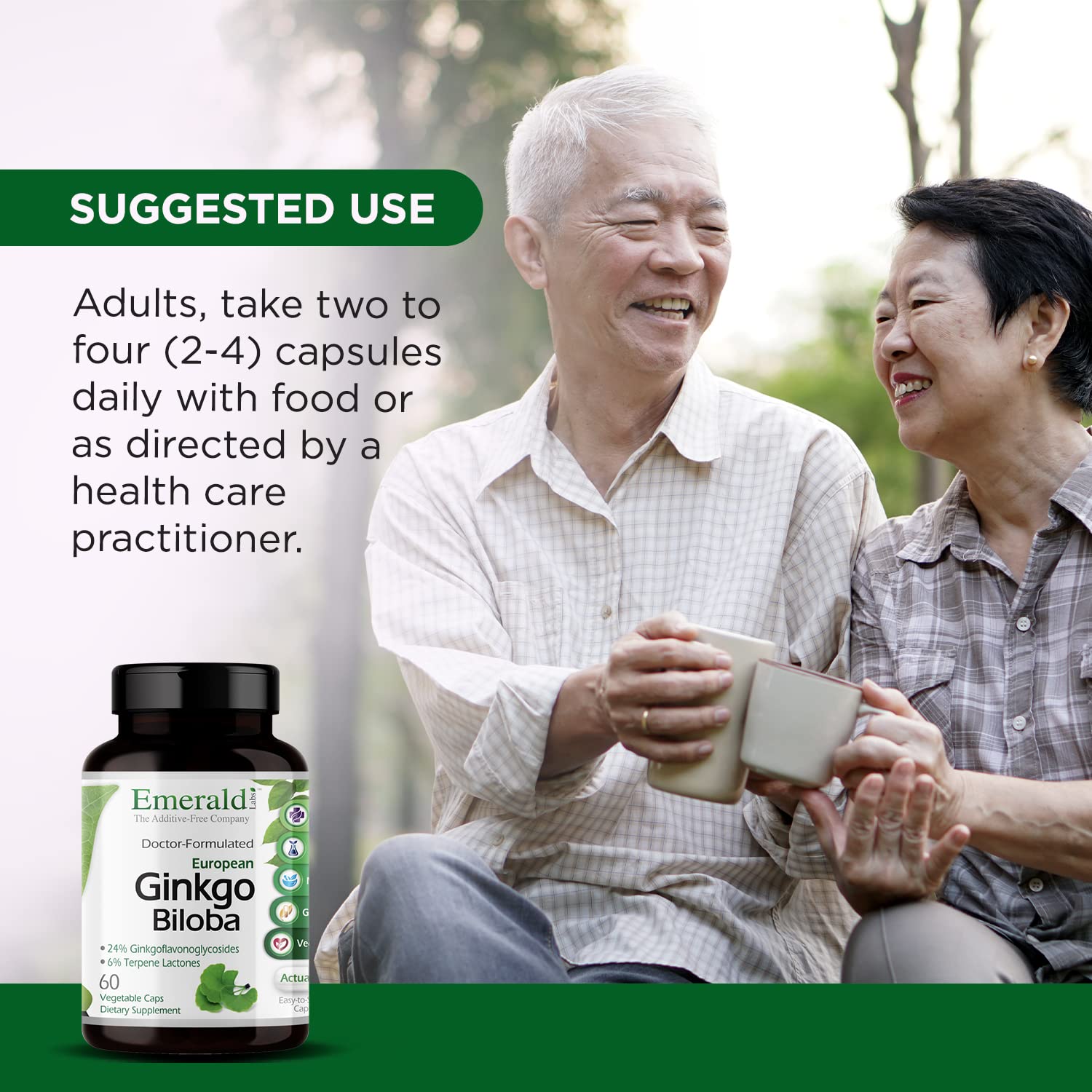 EMERALD LABS Extrait de Ginkgo Biloba – capsule individuelle facile à avaler.