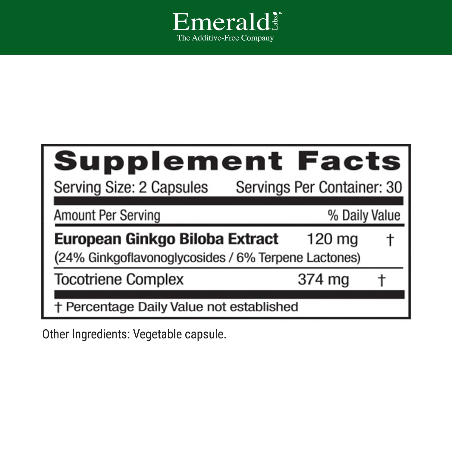 EMERALD LABS Extrait de Ginkgo Biloba – capsules ensemble, prêt à l’emploi quotidien.
