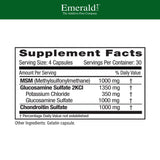 Emerald Labs glucosamine-chondroitine-msm, tableau nutrition: doses par service clairement affichées.