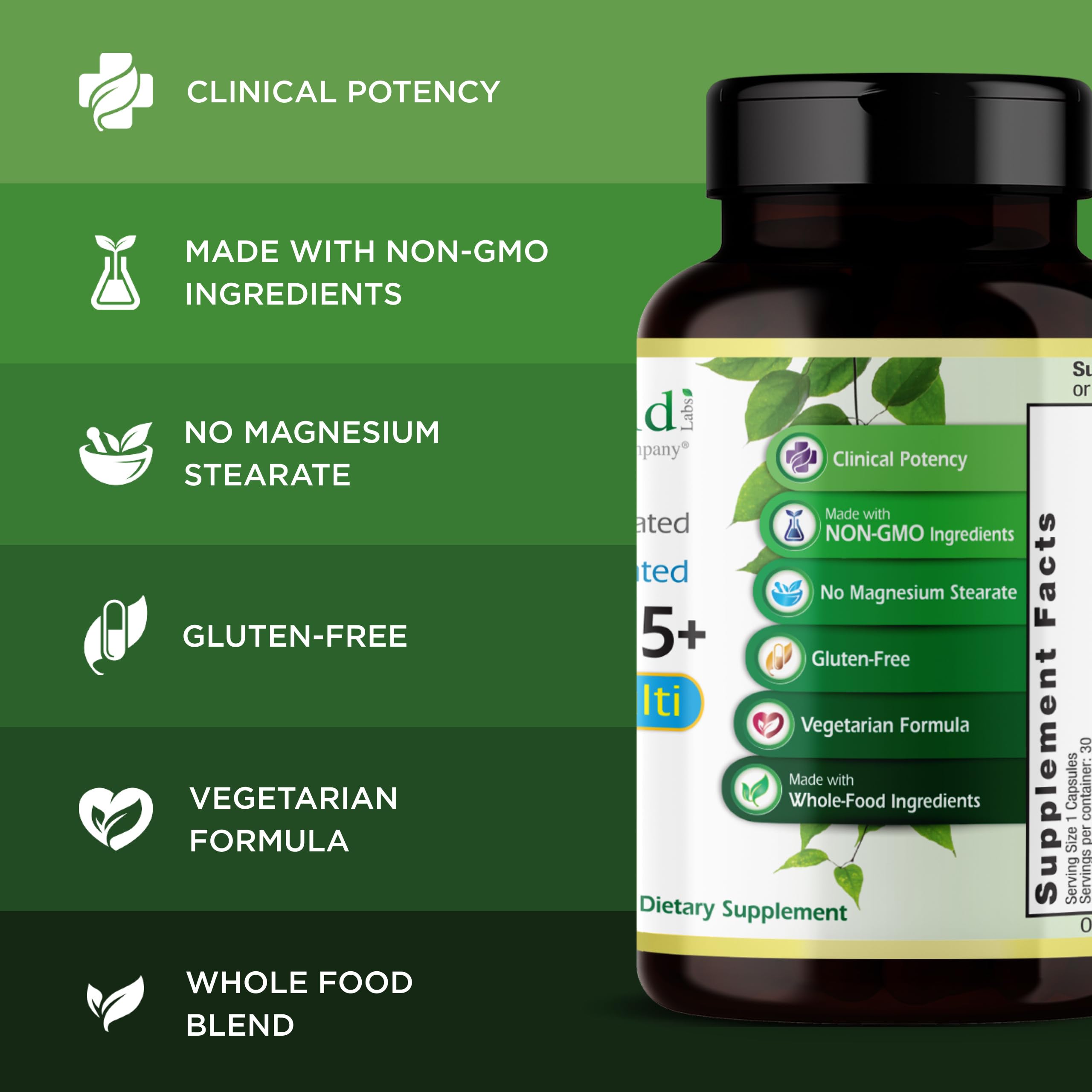 EMERALD LABS Homme 45+: vitamines B, C, D et K pour le fonctionnement musculaire.