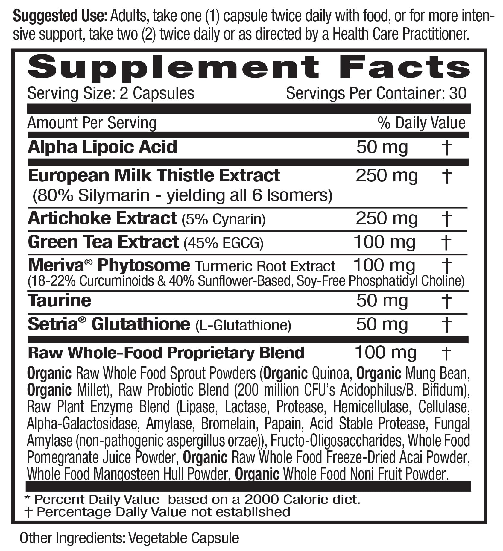 Capsules véganes Emerald Labs Liver Health prêtes à prendre.