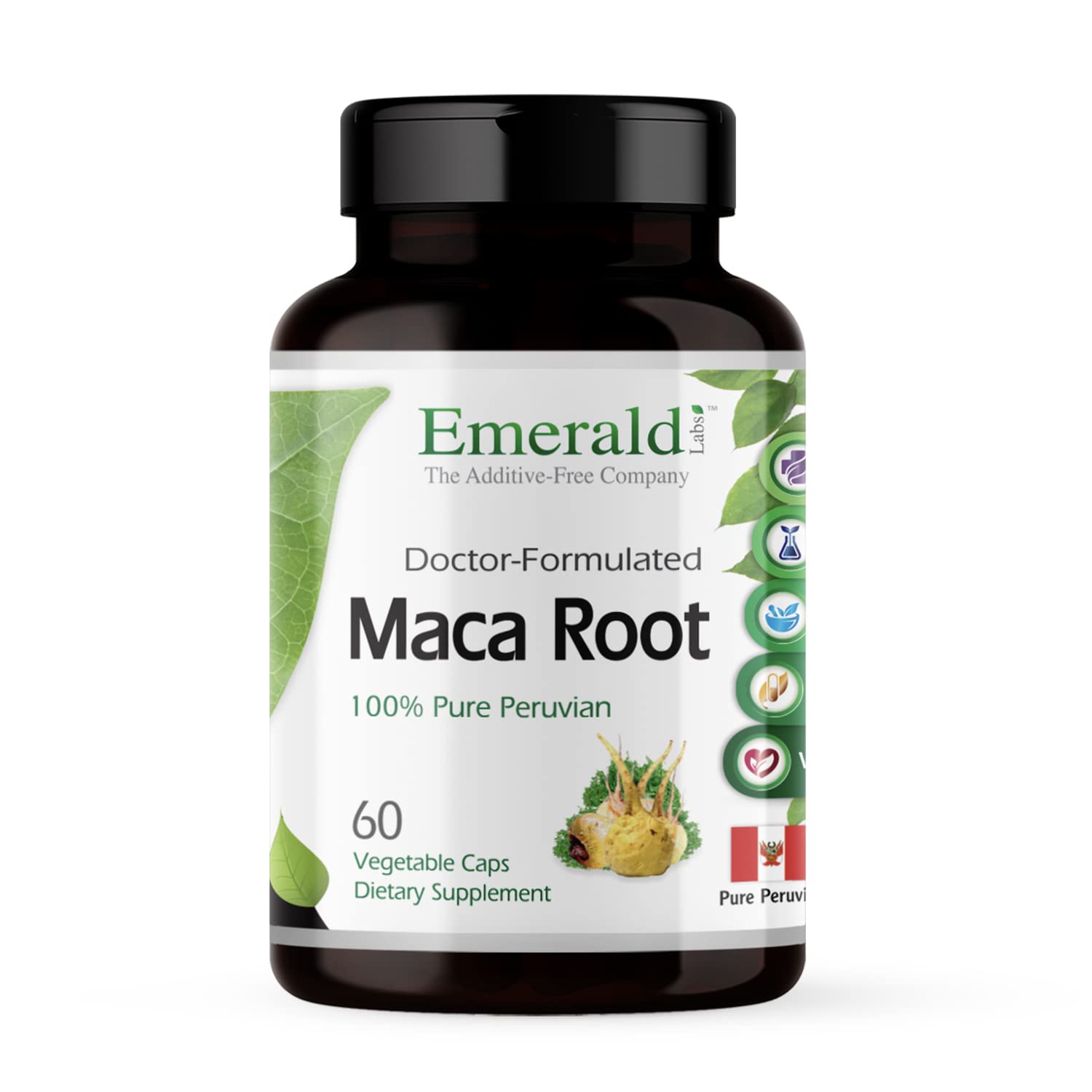 Emerald Labs Maca: bouteille visible pour soutenir l énergie naturelle.