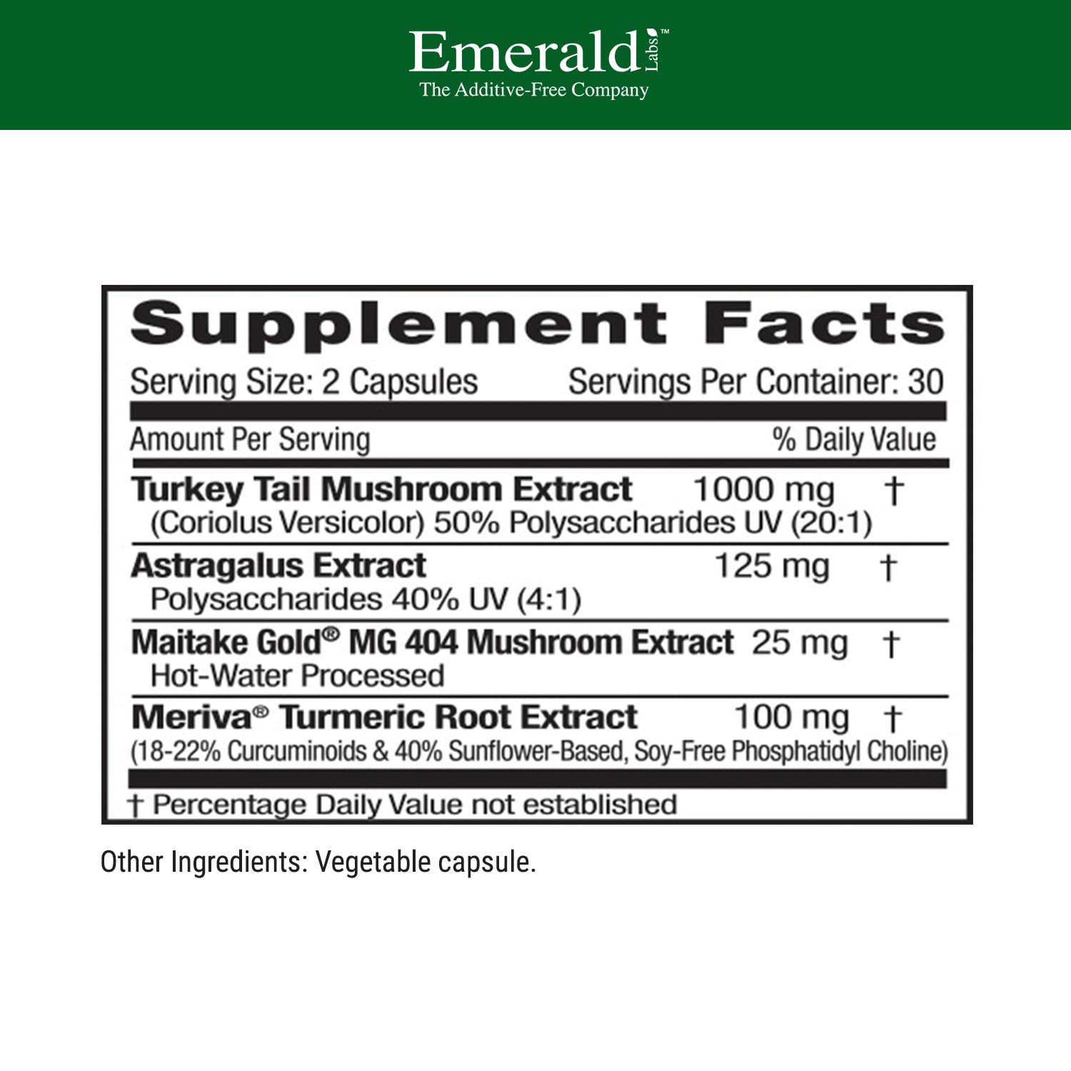 EMERALD LABS Maitake: extrait de champignon pour un soutien immunitaire.