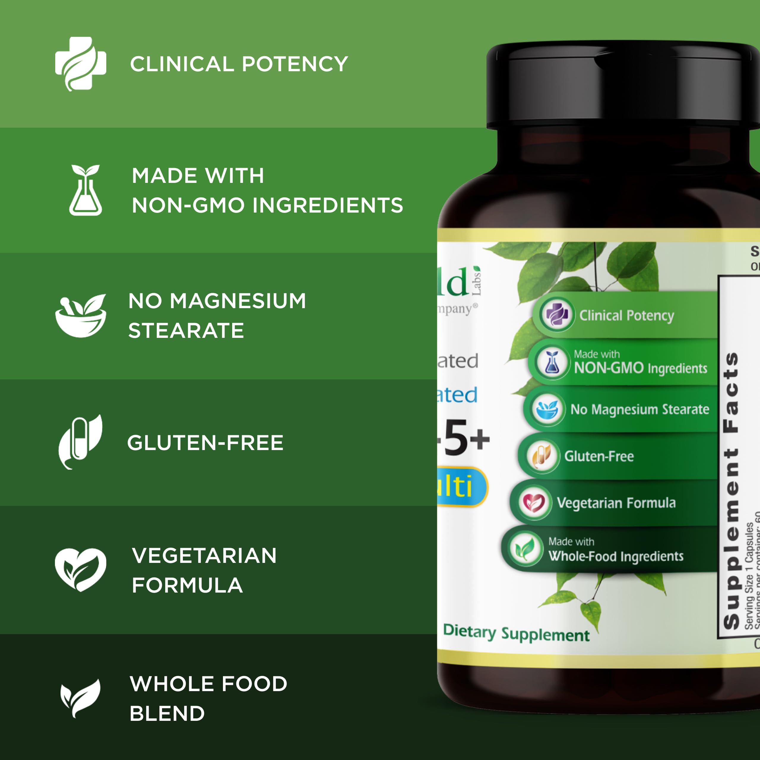 EMERALD LABS Men 45+ Multi – capsule absorption améliorée grâce à des formes actives.