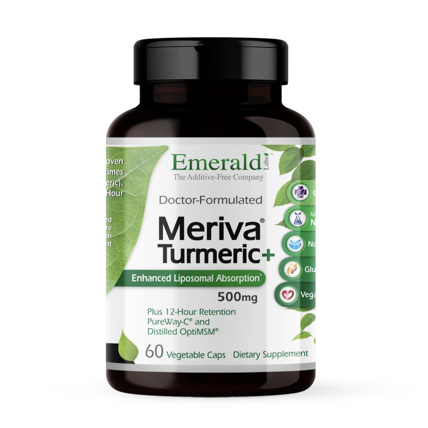 Bouteille Emerald Labs Meriva Turmeric Plus, soutien potentiel des articulations et de l’immunité