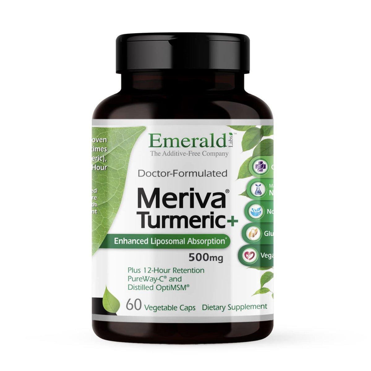 Bouteille Emerald Labs Meriva Turmeric Plus, soutien potentiel des articulations et de l’immunité