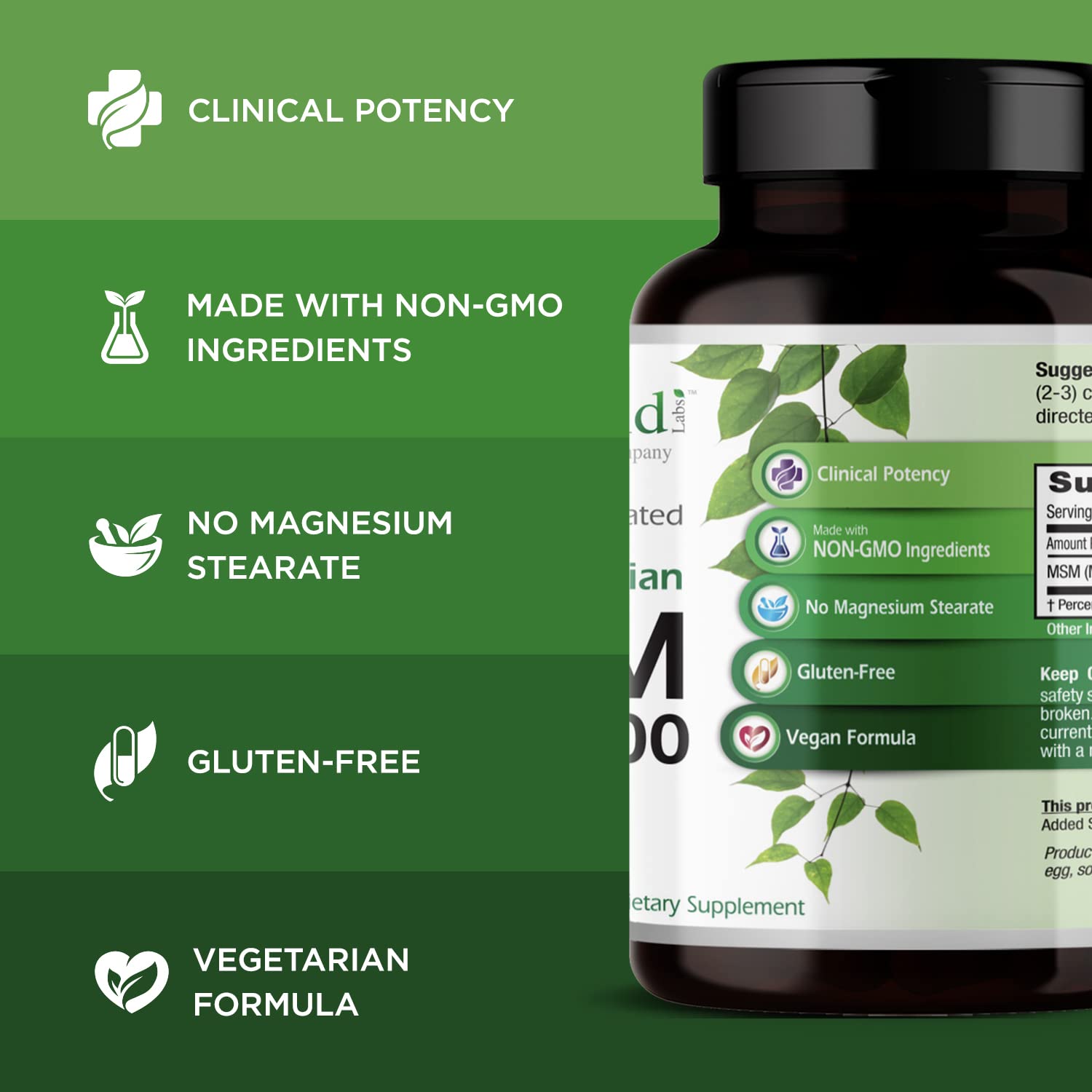 Capsules végétales MSM Emerald Labs – texture douce
