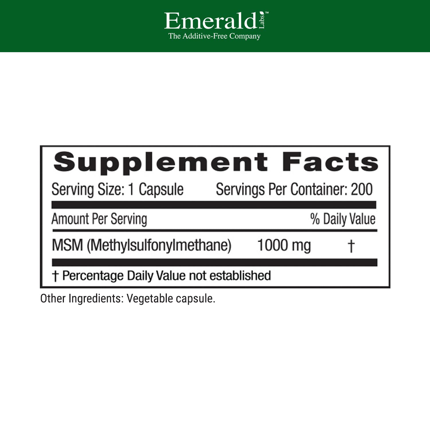 Gélules MSM 1000mg Emerald Labs – prise quotidienne facile