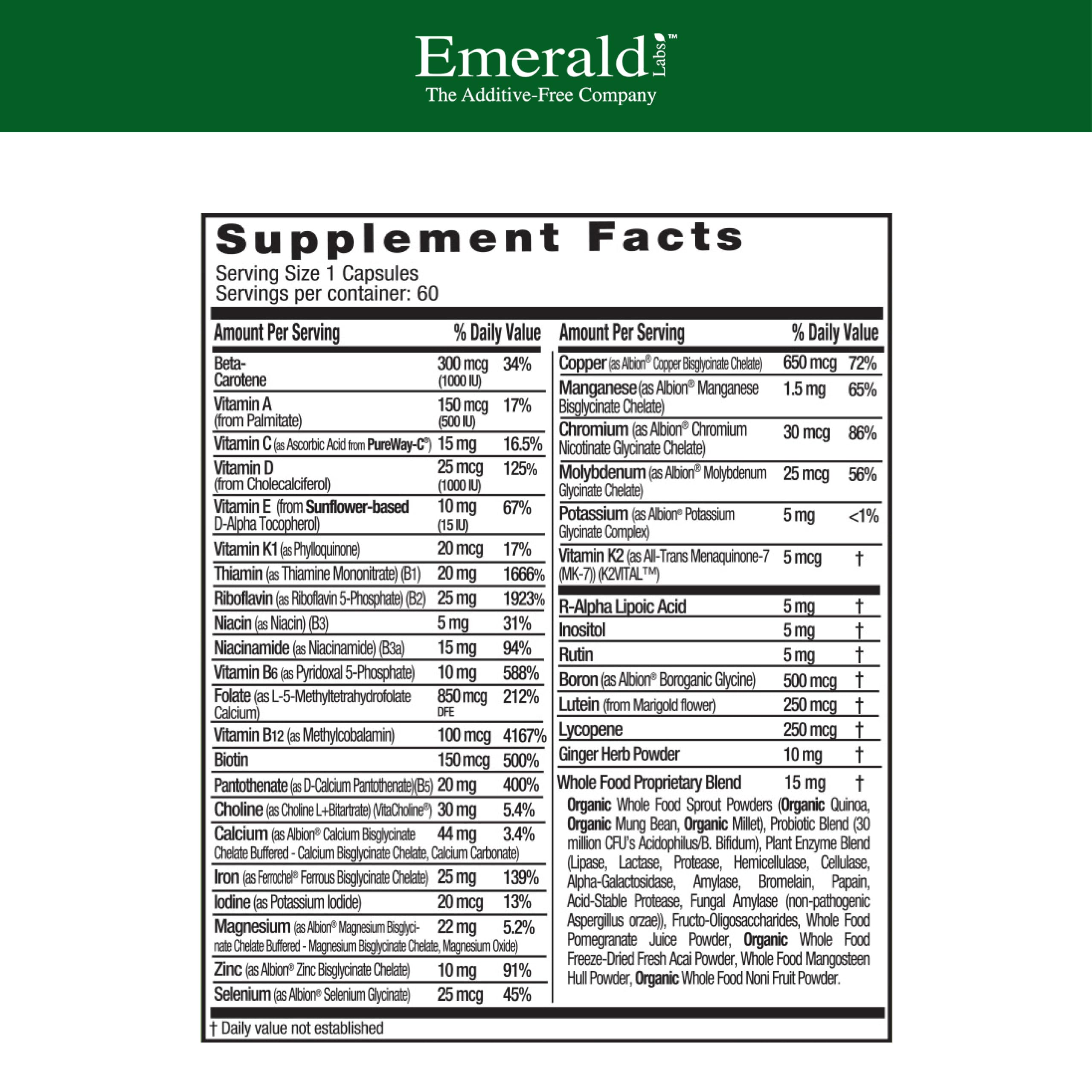 EMERALD LABS Prénatal: ingrédients et vitamines pour la grossesse.