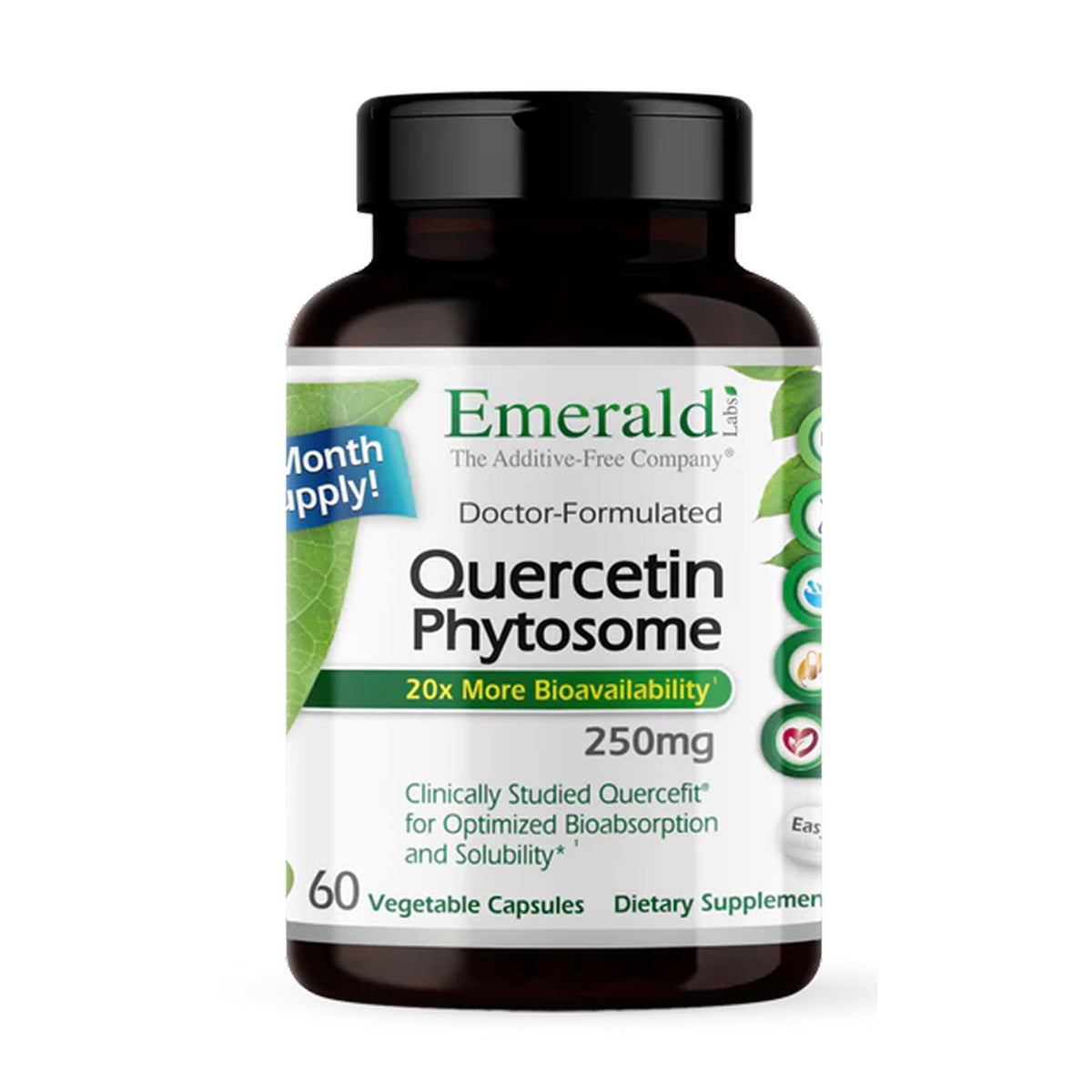 EMERALD LABS Quercetin Phytosome: bouteille – quercétine bien absorbée pour usage quotidien.
