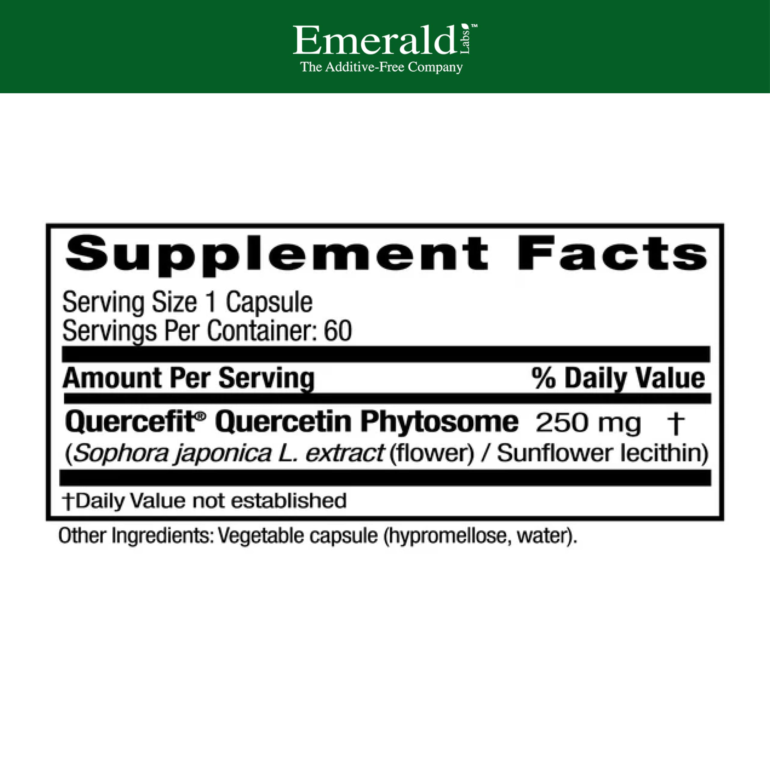 EMERALD LABS Quercetin Phytosome: gelules vegetales – formule vegan sans gluten.