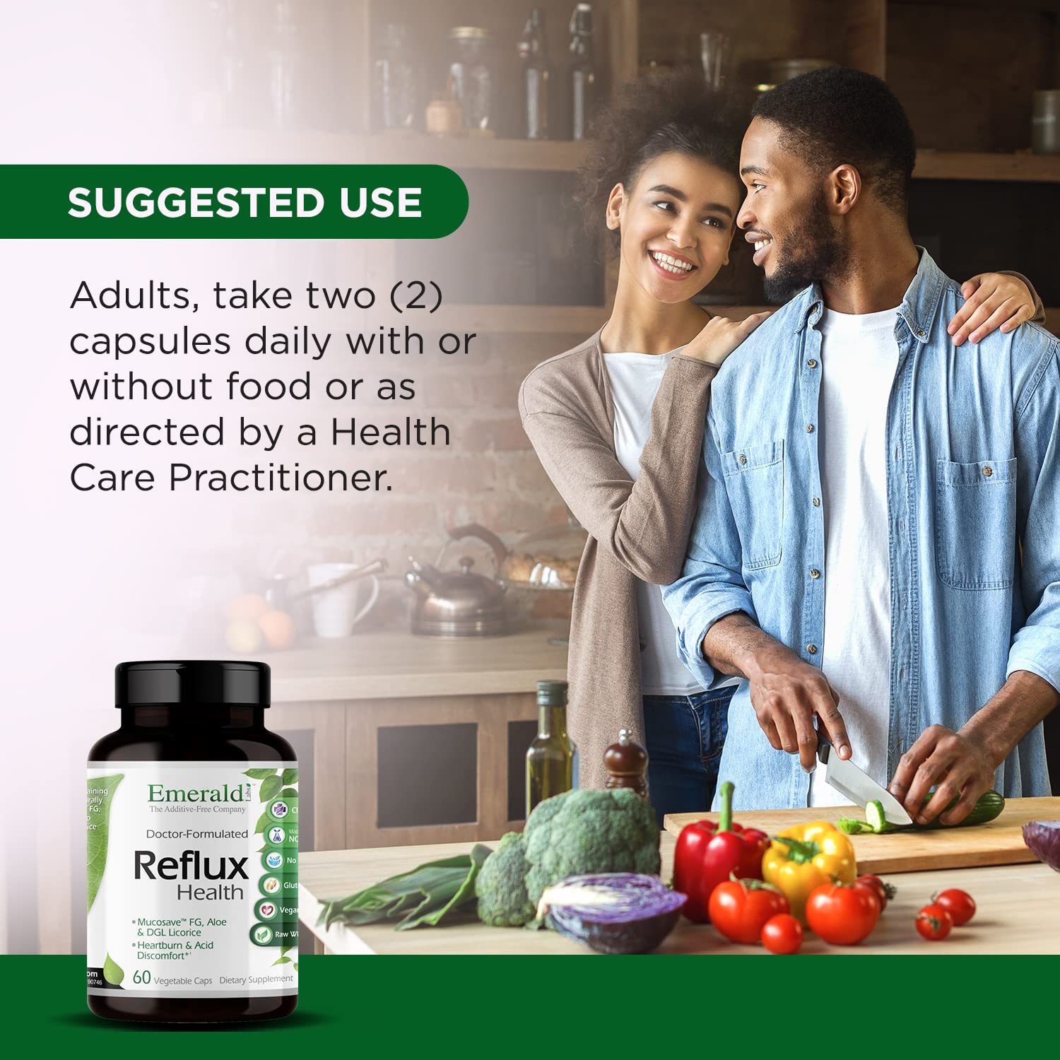 EMERALD LABS Reflux Health — aloé vera extrait pour le bien-être intestinal.