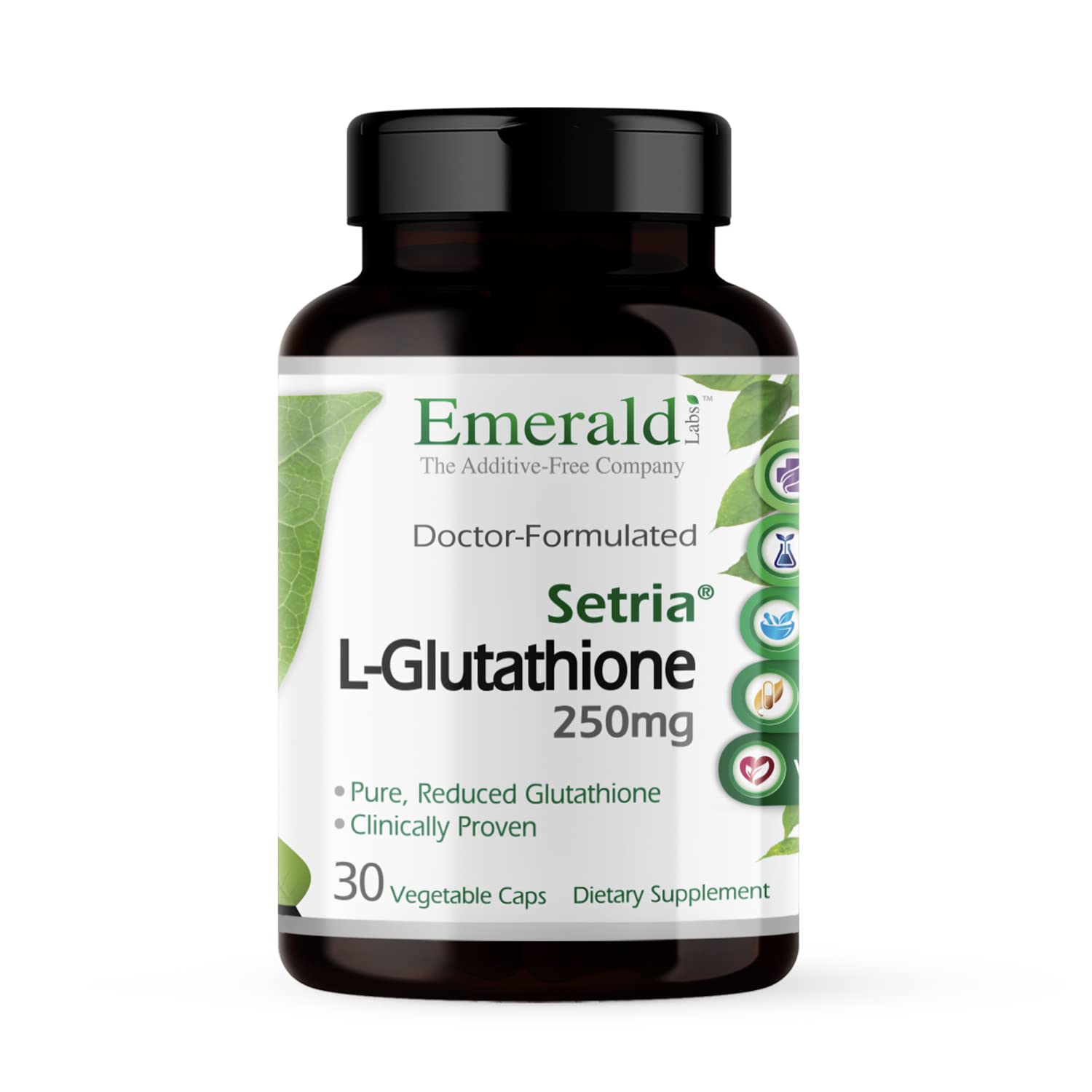 EMERALD LABS Setria L-Glutathione: bouteille et gélules, soutien immunitaire potentiel.