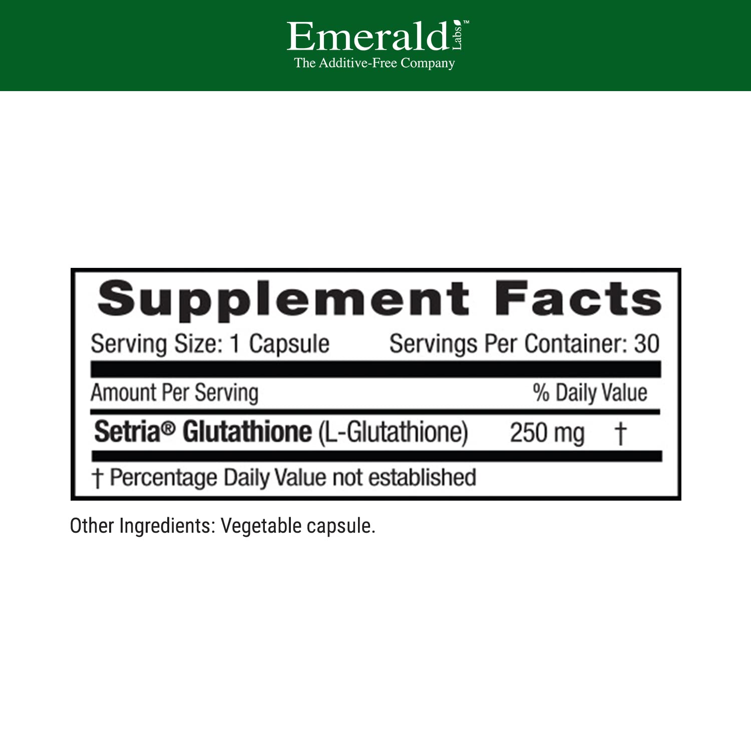 EMERALD LABS Setria L-Glutathione: gélules végétales, absorption potentielle.