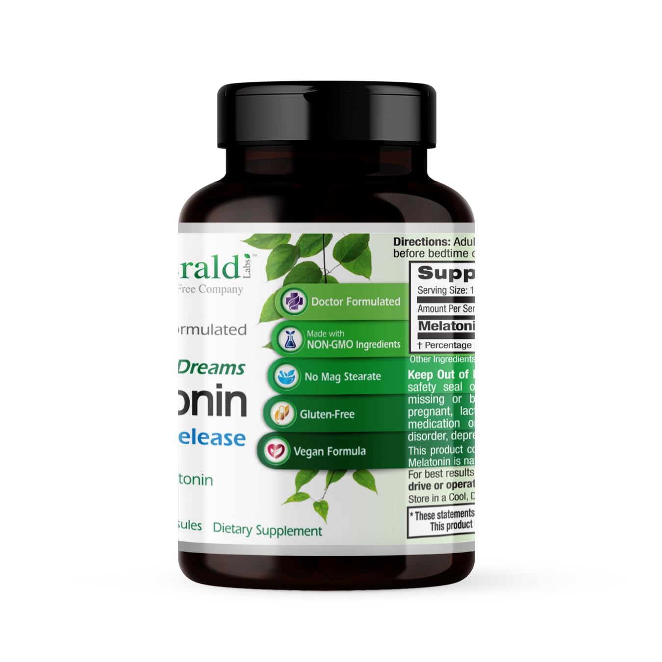Etiquette EMERALD LABS Sweet Dreams – informations claires sur la dose et le produit.