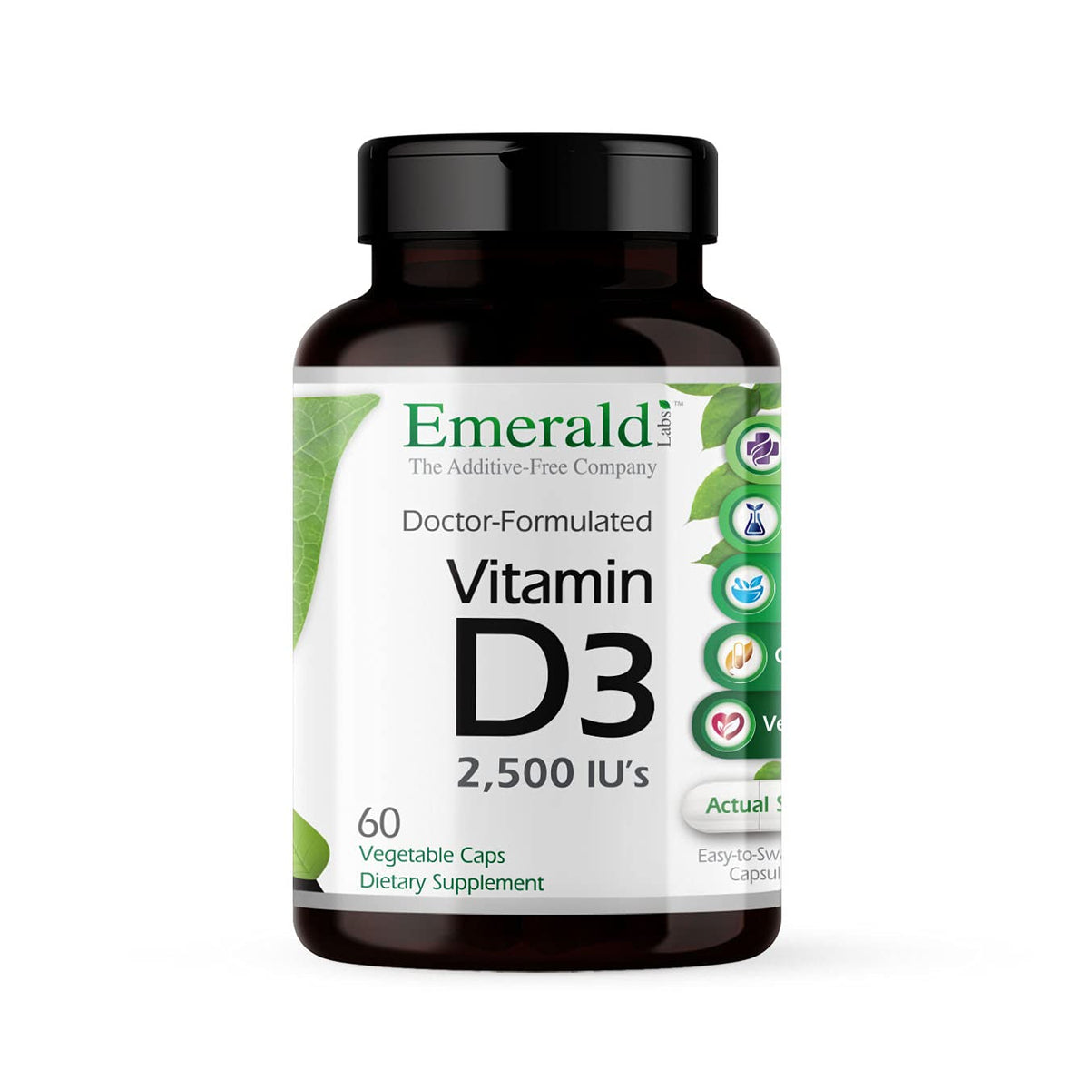 Bouteille EMERALD LABS Vitamine D3 pour soutien osseux et immunitaire