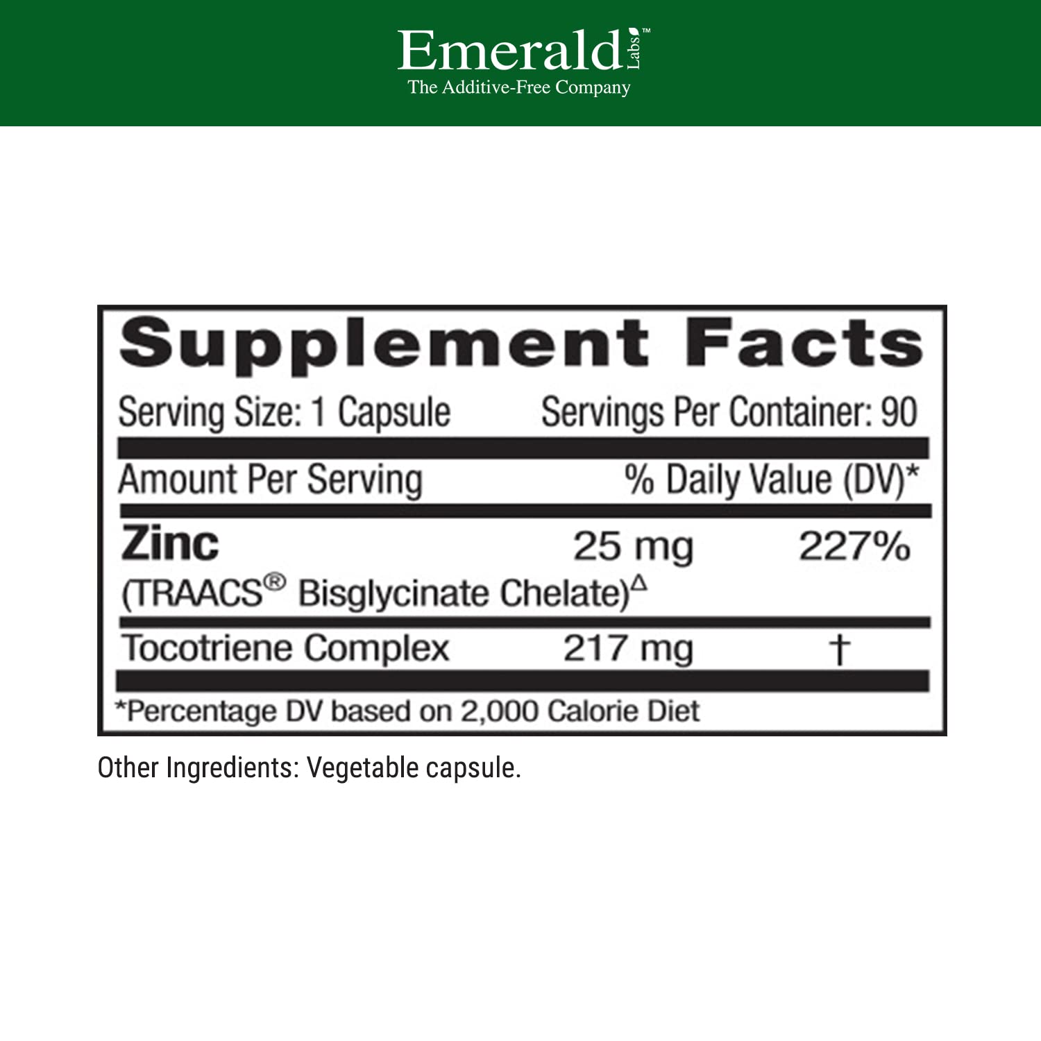 Capsules Emerald Labs Zinc 25 mg faciles à prendre au quotidien