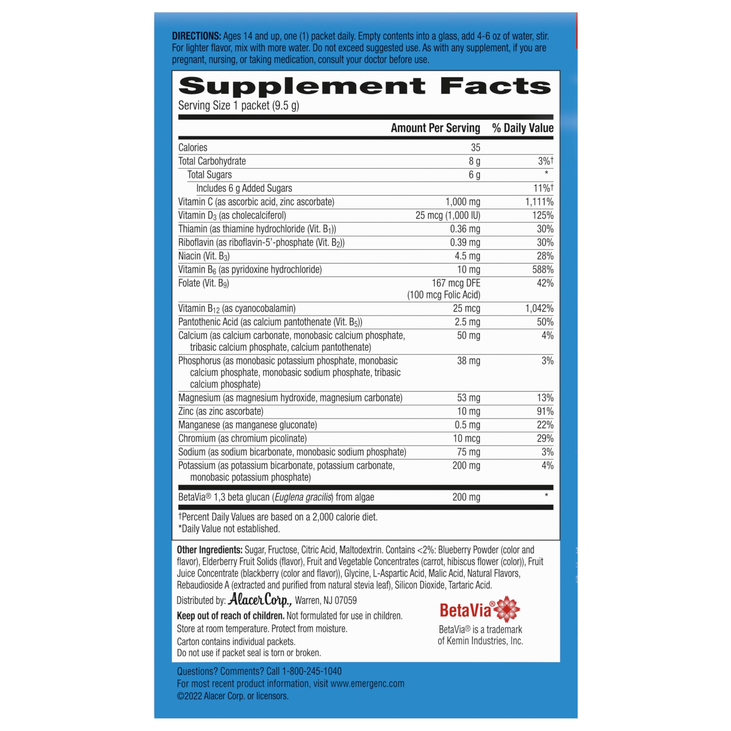Emergen-C Utilisation quotidienne pratique: sachets pour la maison et les déplacements