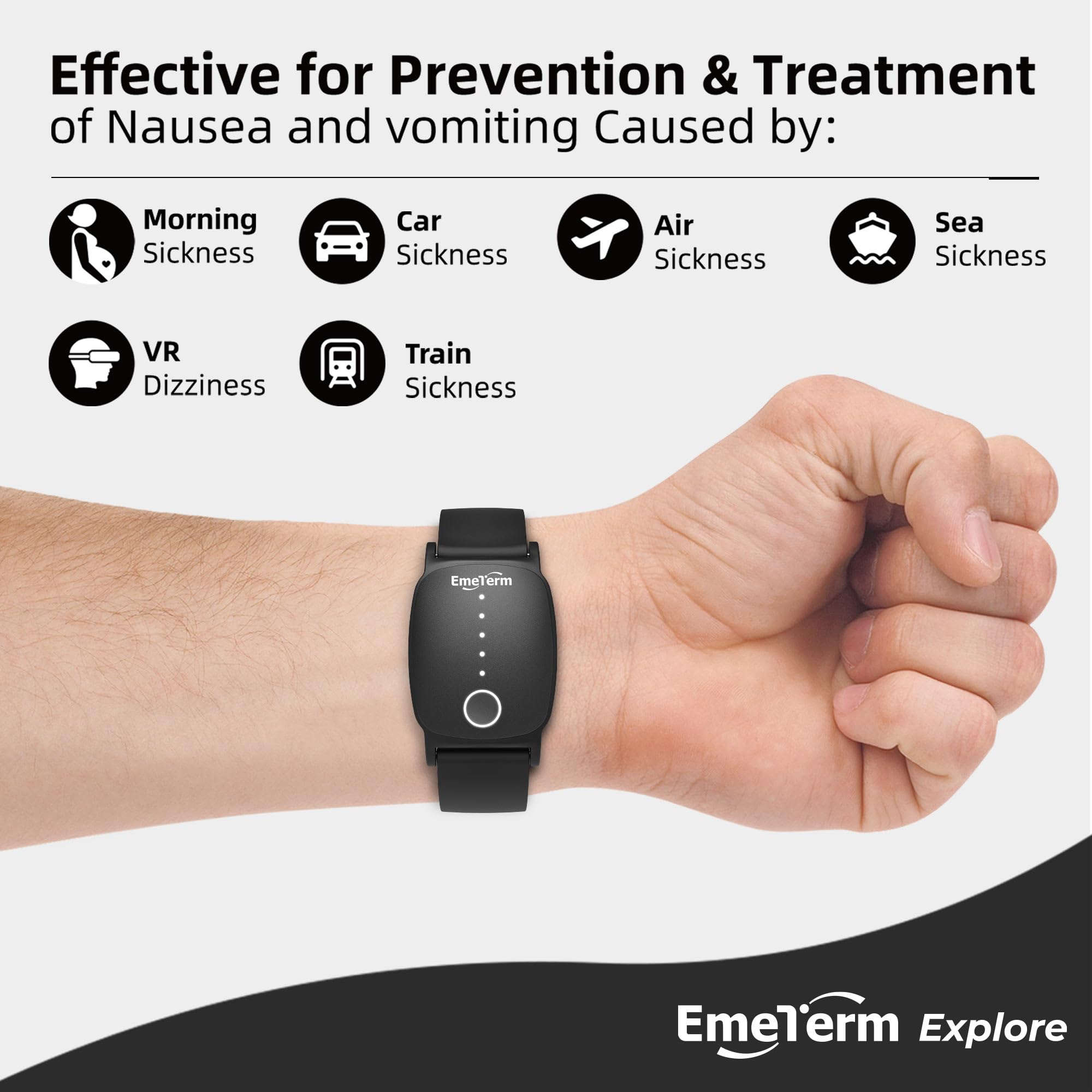 Bracelet EmeTerm Explore étanche IP67 adapté aux activités extérieures.