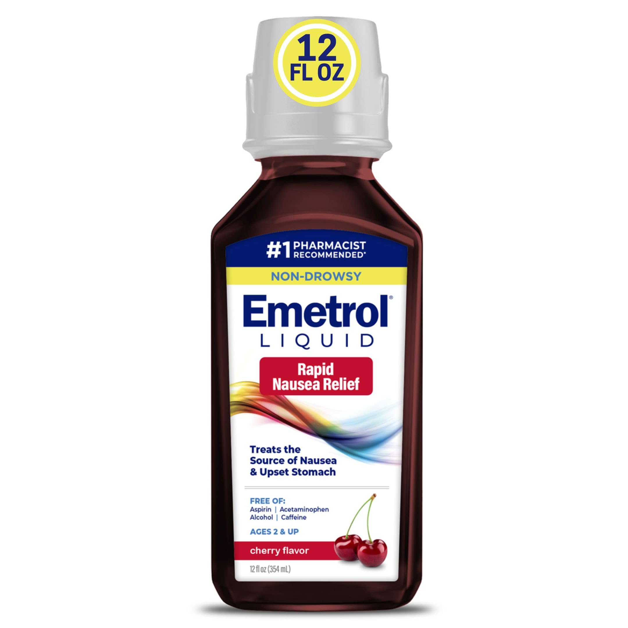 EMETROL relief nausée en liquide sur bouteille, soulage rapidement les maux d’estomac