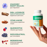 Capsules Emma: gélules faciles à avaler associées à l'eau.