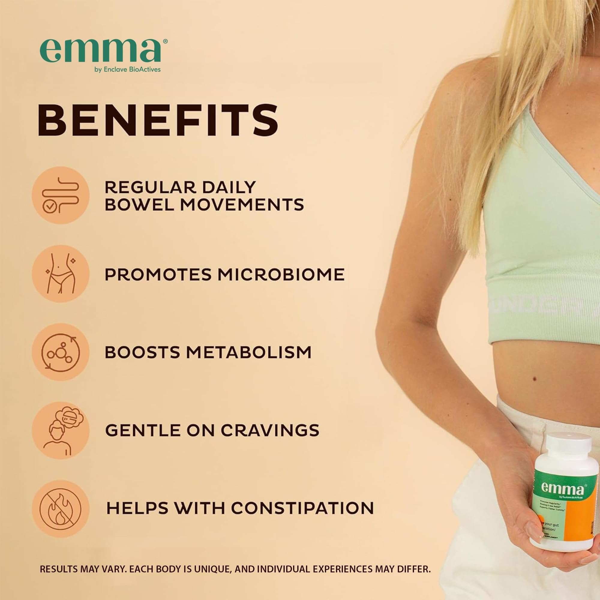 Soutien du microbiome avec Emma Gut Health pour digestion équilibrée.