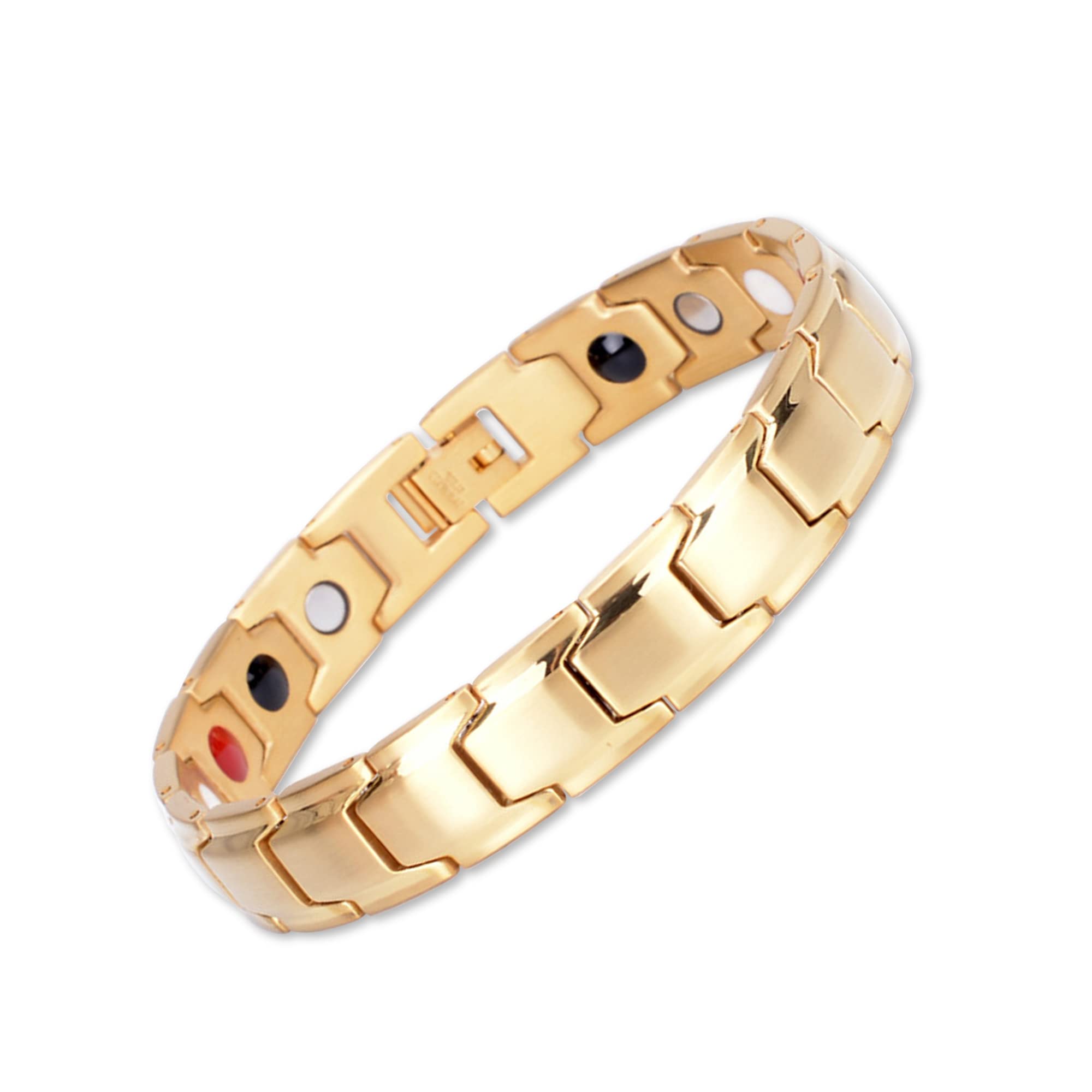 Bracelet magnétique Emmori couleur or vu de face, style chic et discret.