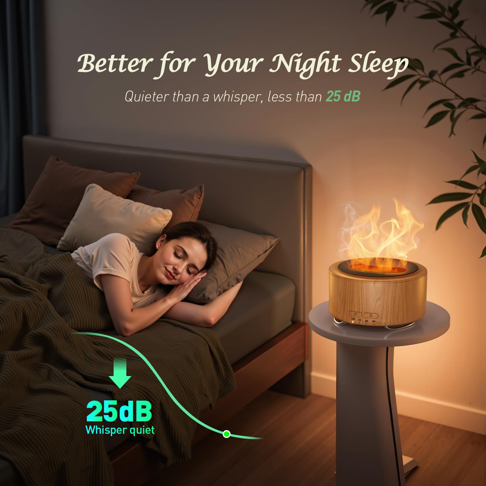 Diffusion silencieuse Emochies, parfait pour sommeil ou travail tranquille.
