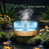 Ambiance relaxante Emochies, lumière chaude et brume légère pour détente.