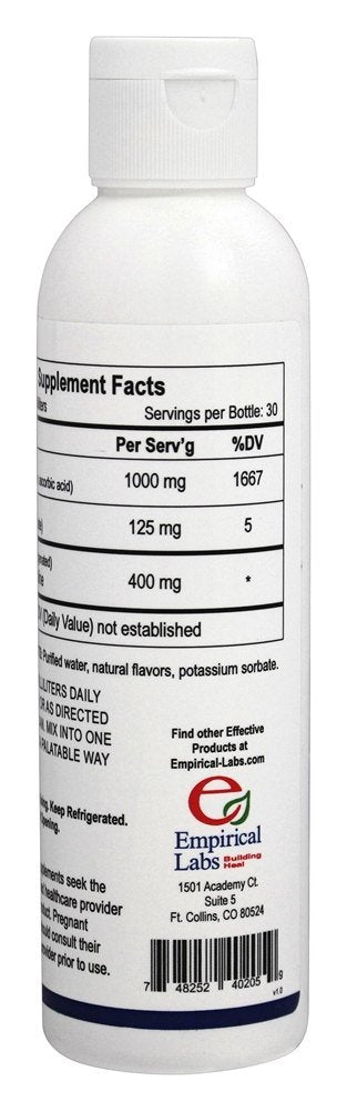 Préparation dans un jus avec Empirical Labs Liposomal Vitamin C et goût naturel