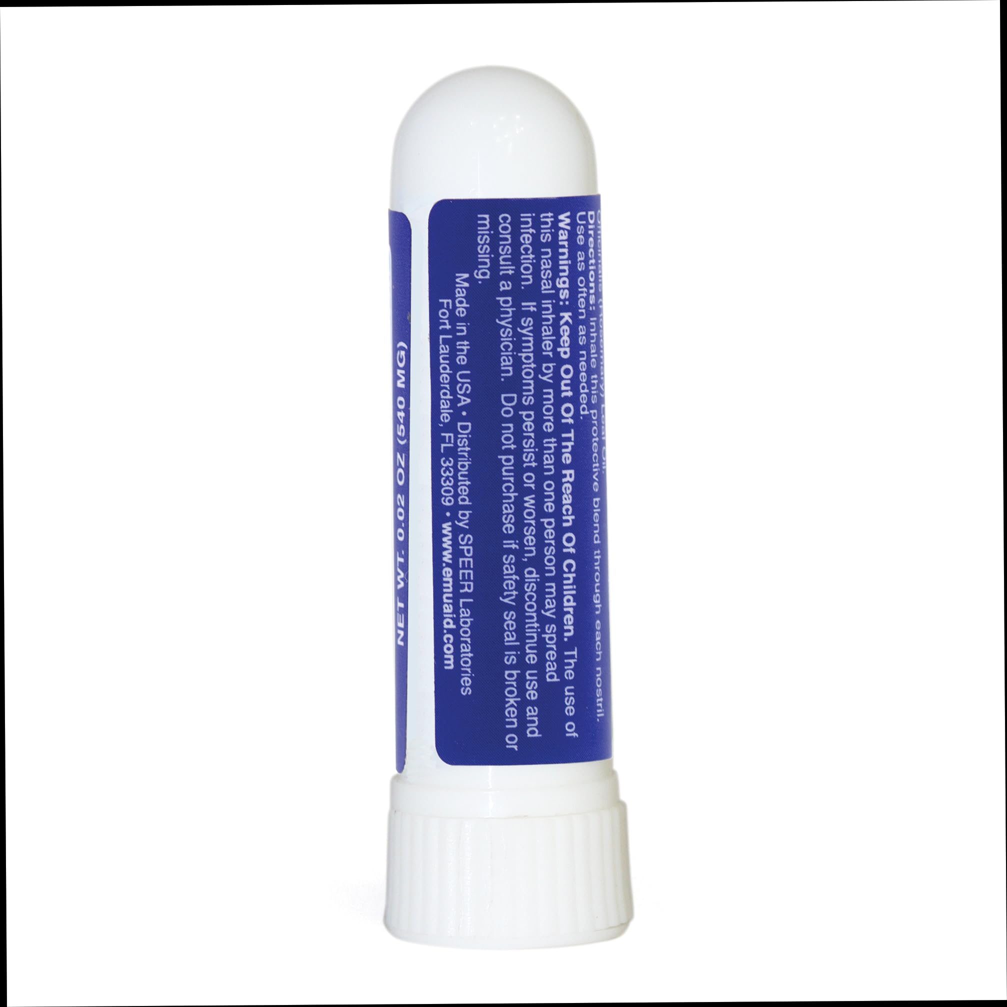 EMUAID inhalateur nasal focalisé sur la concentration et la détente.