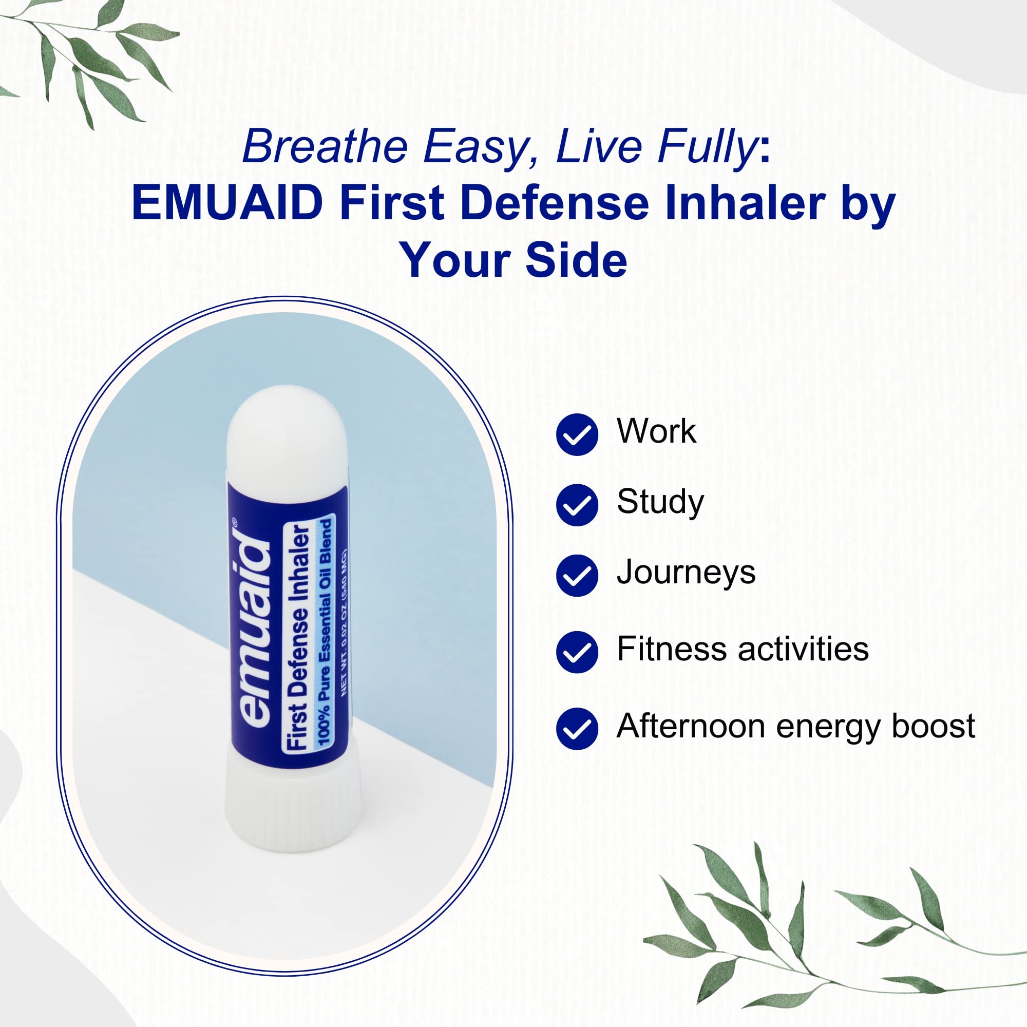 EMUAID inhalateur nasal soutenant la respiration lors d’activités quotidiennes.