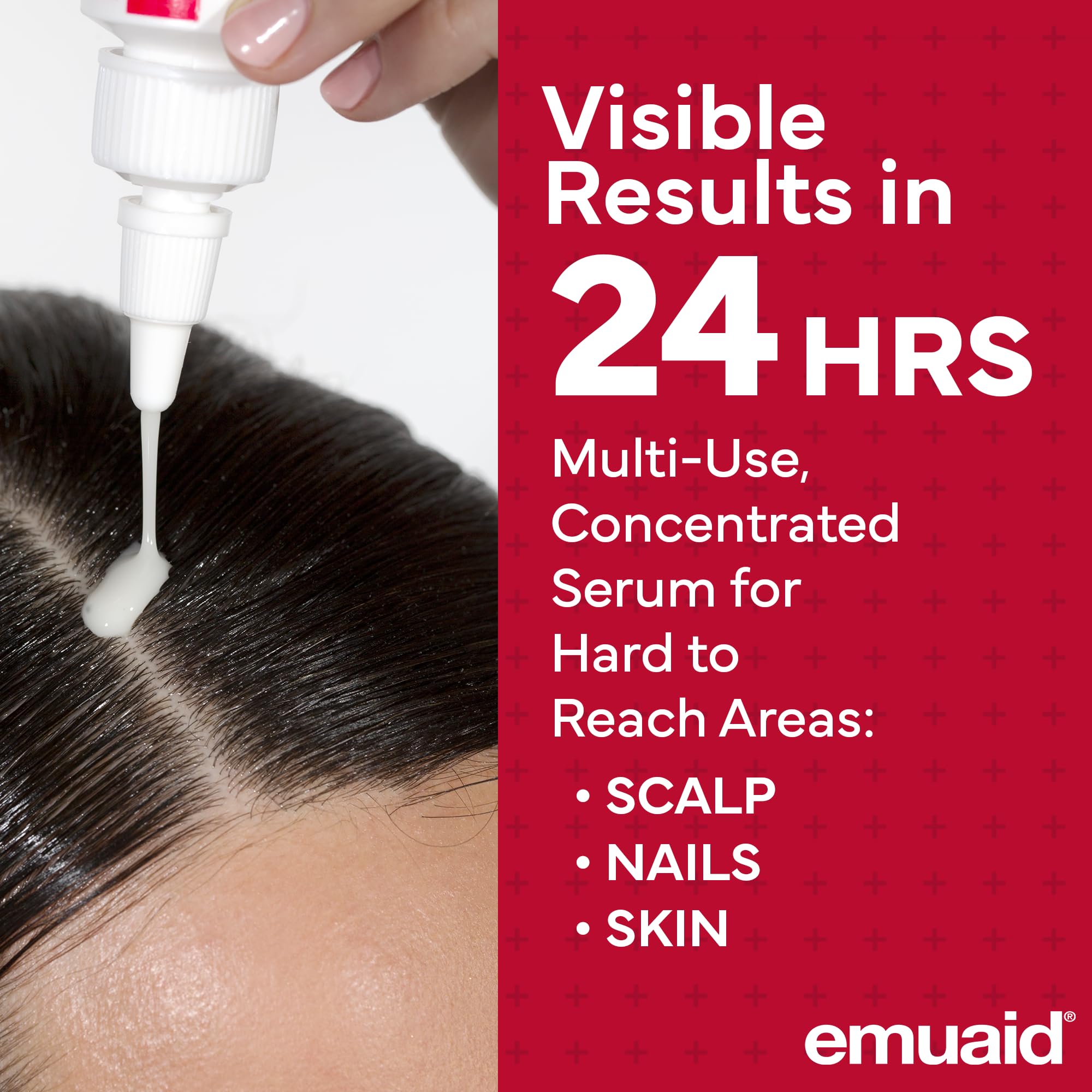 EmuaidMAX application-serum: cuir chevelu hydraté et apaisé.