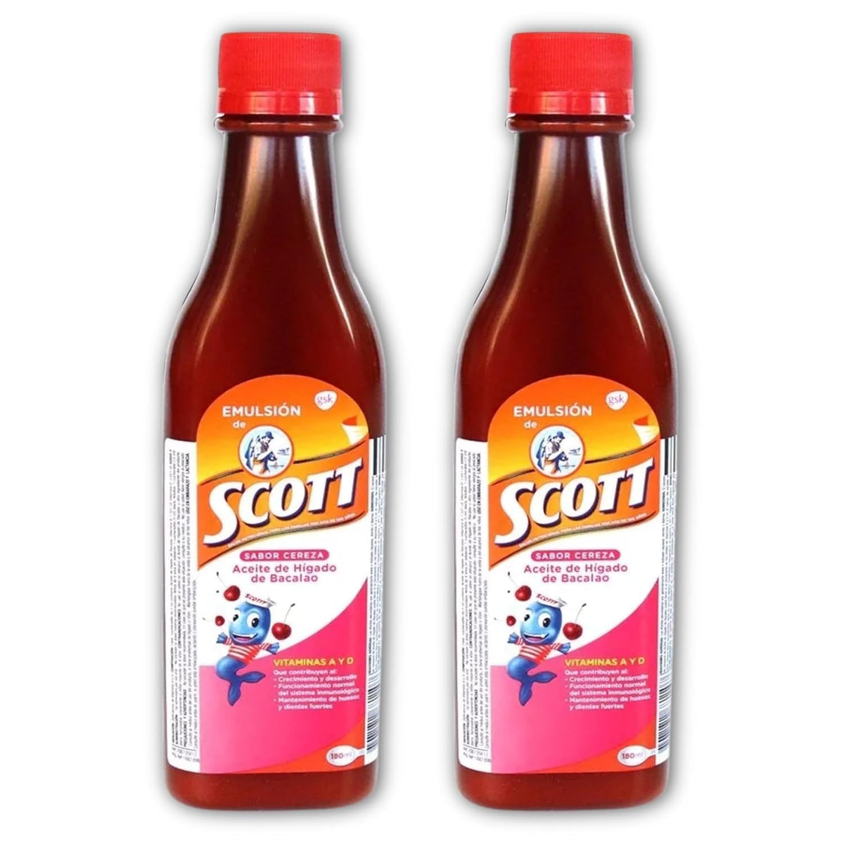 Emulsion de Scott – flacon d'huile de foie de morue, administration facile.