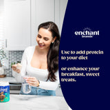Enchant-Protéine : gros plan sur texture crémeuse et arôme chocolaté.